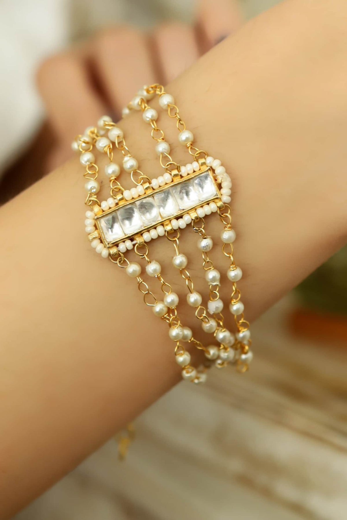 Kundan & Pearl Embellished Bracelet
