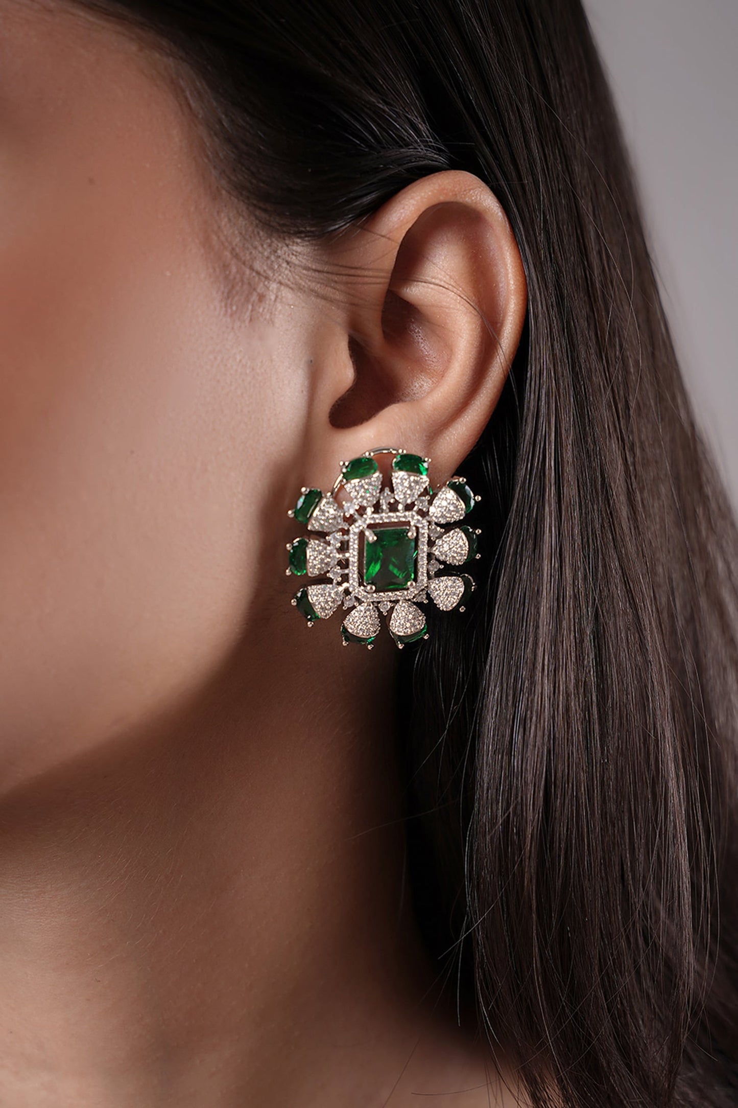 Floret Stone Stud Earrings