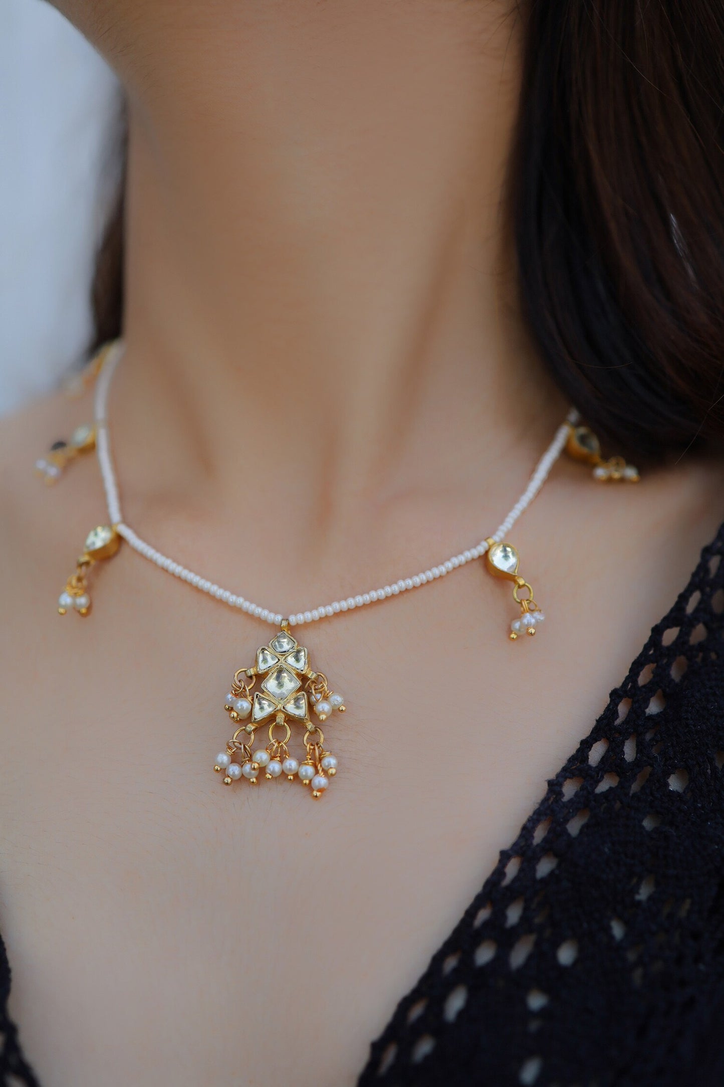 Kundan & Pearl Embellished Necklace