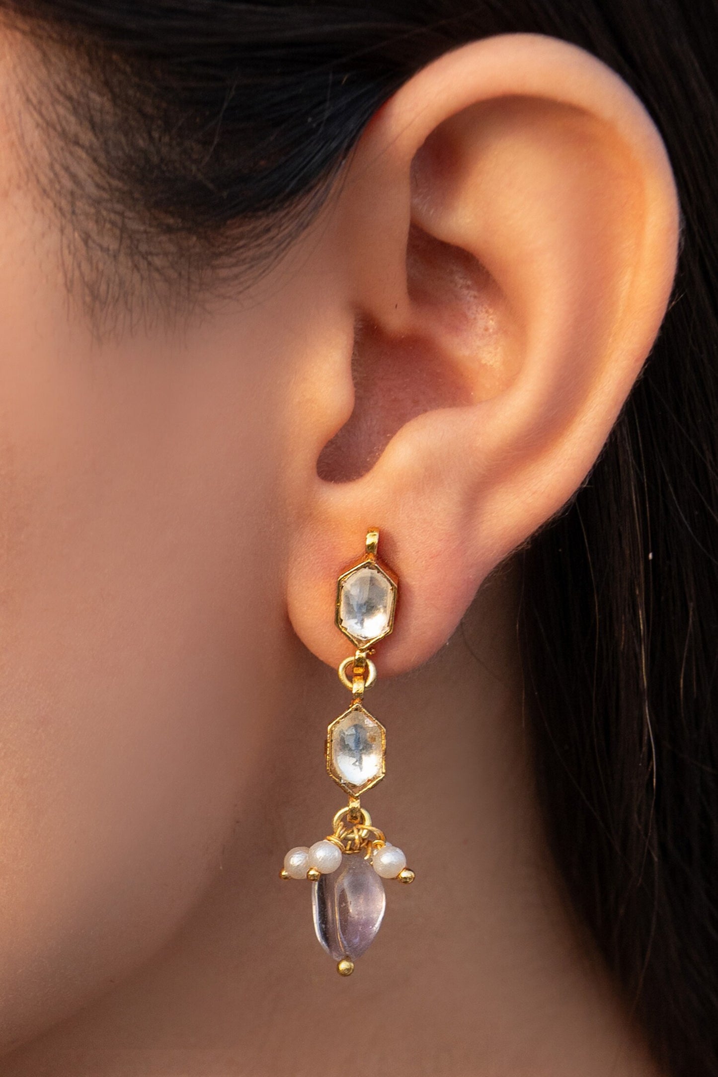 Tinisha Geometric Kundan Vine Earrings