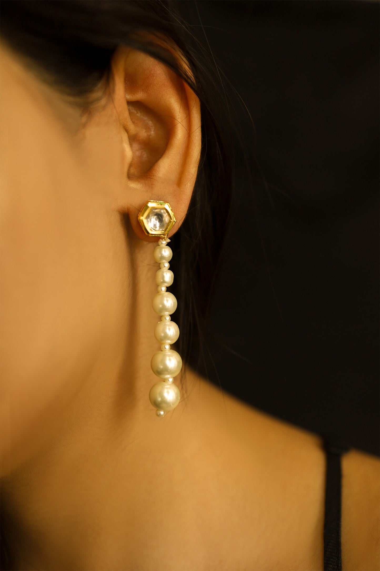 Kundan Stud Pearl Drop Danglers