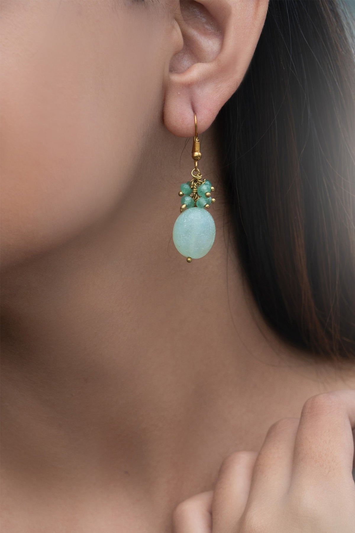 Natural Stone & Clustered Onyx Encrusted Earrings