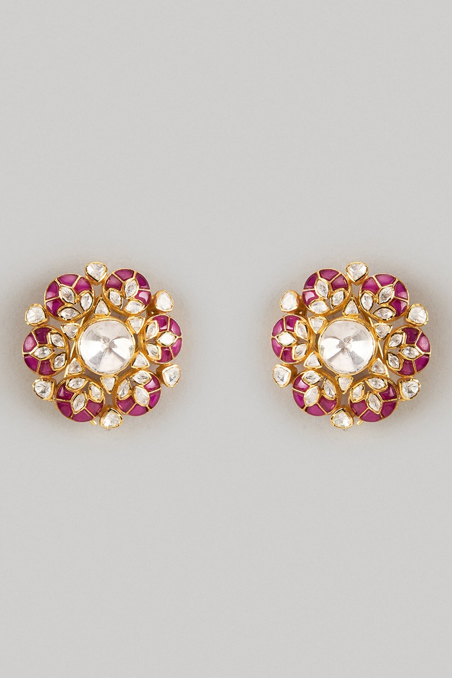 Moissanite Polki Embellished Stud Earrings