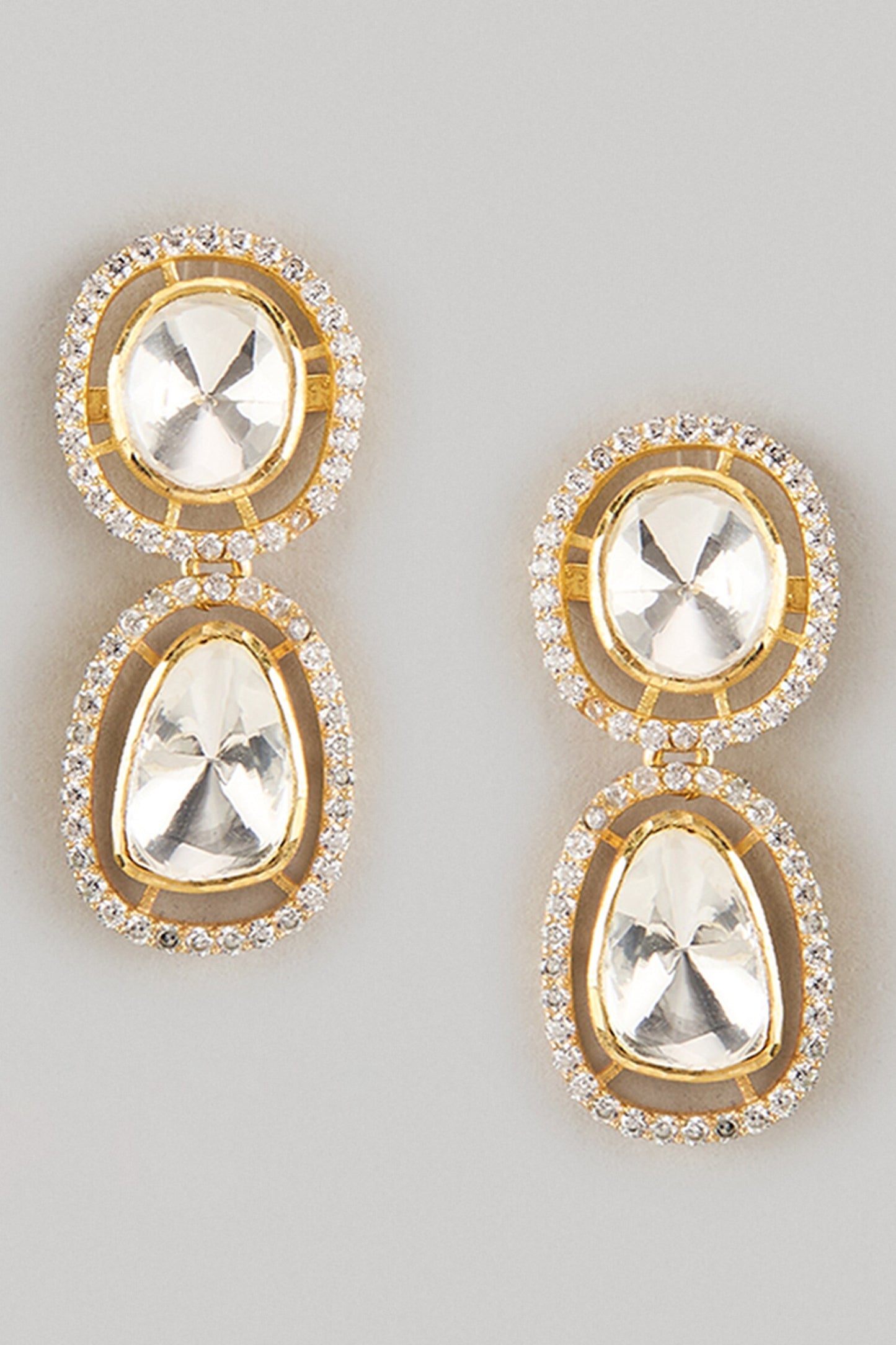 Moissanite Polki Embellished Drop Earrings