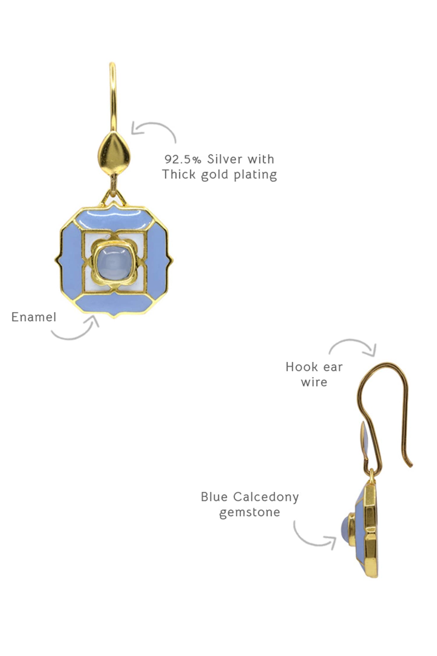 Blue Calcedony Stone Danglers