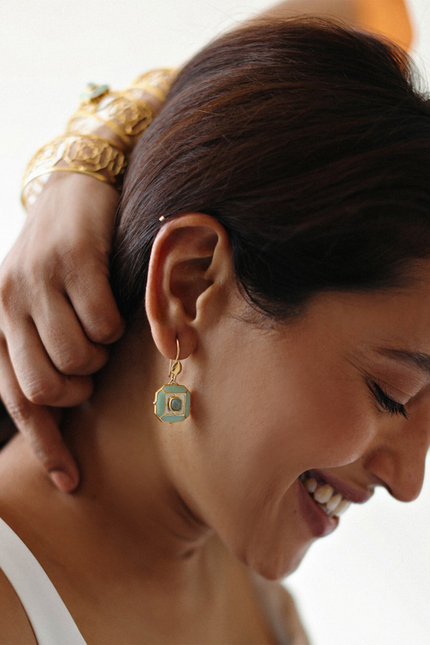 Sea Breeze Green Calcedony Earrings