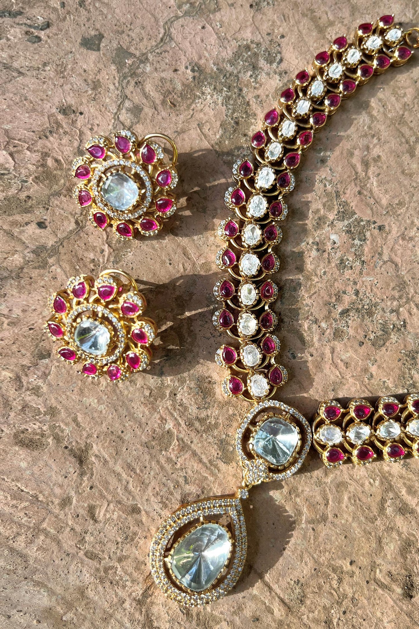 Polki Embellished Pendant Necklace Set
