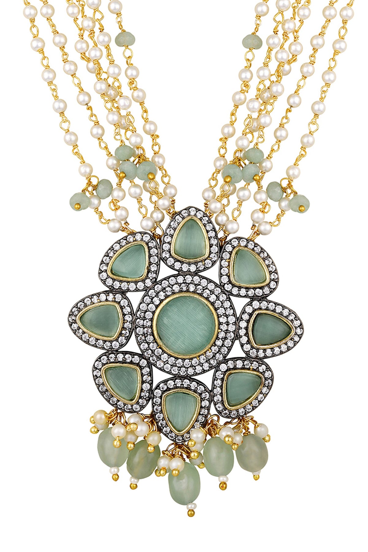 Floral Drop Motif Necklace Set