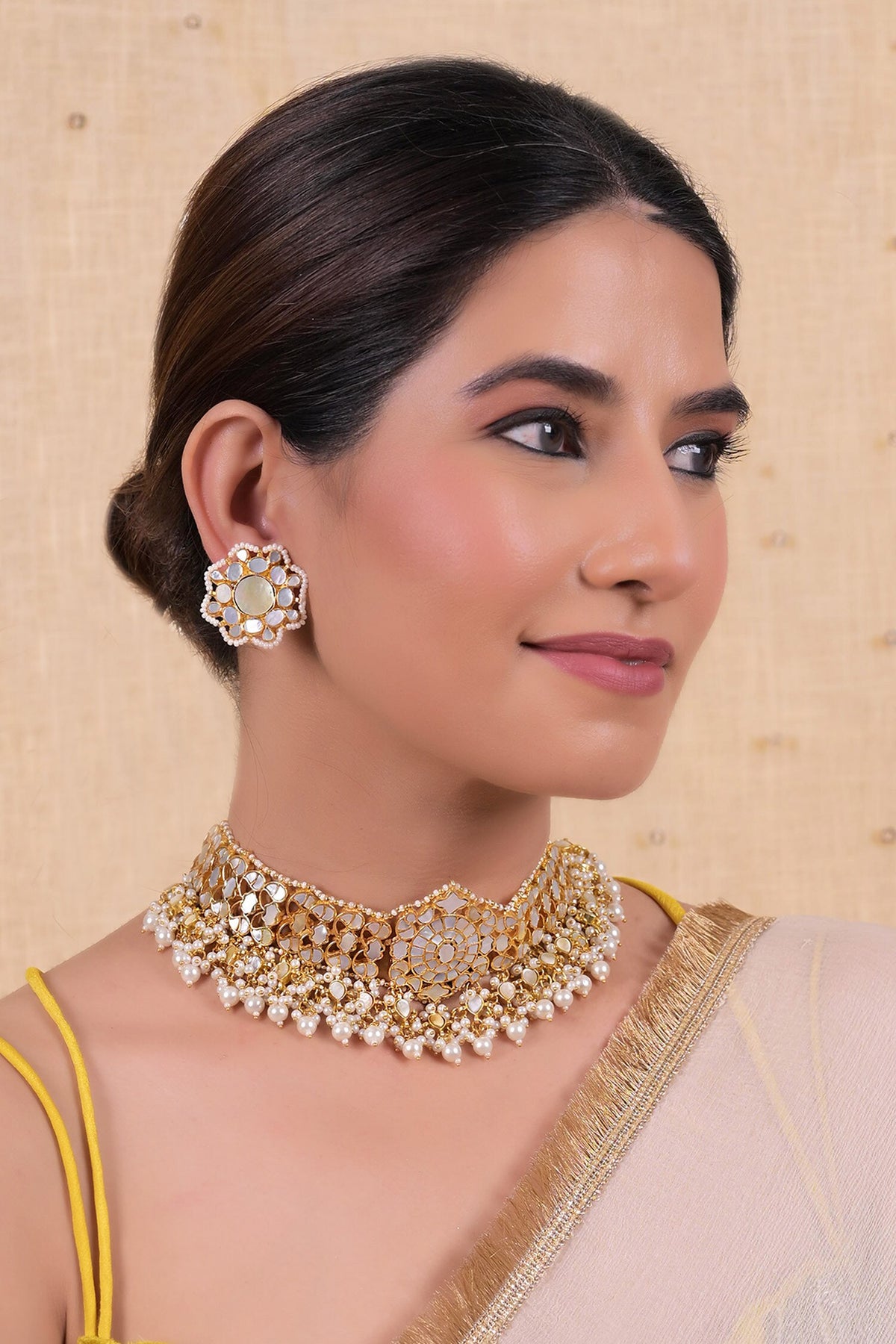 Gold Plated Kundan Necklace Set