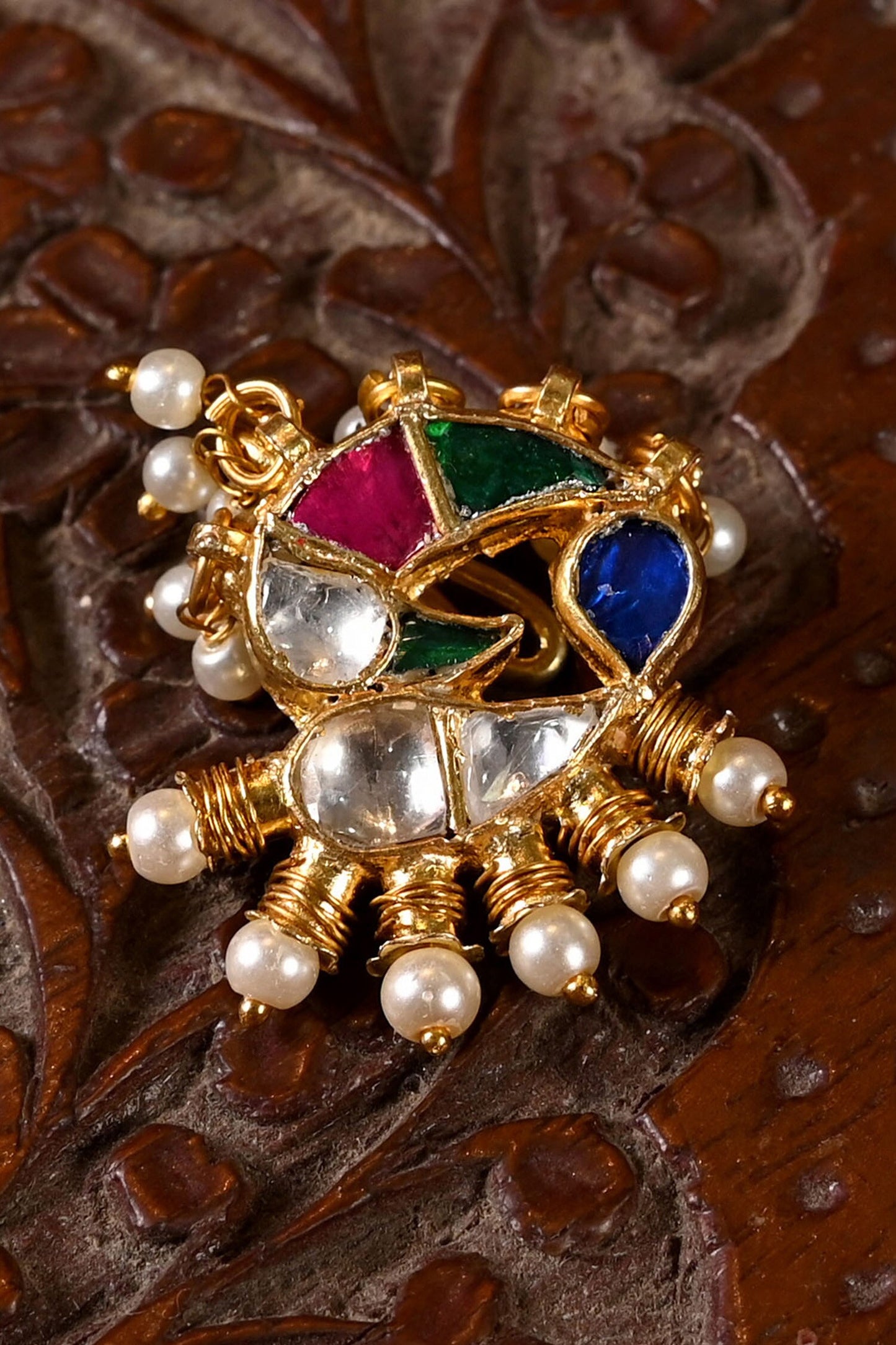 Kundan Bird Motif Nose Pin