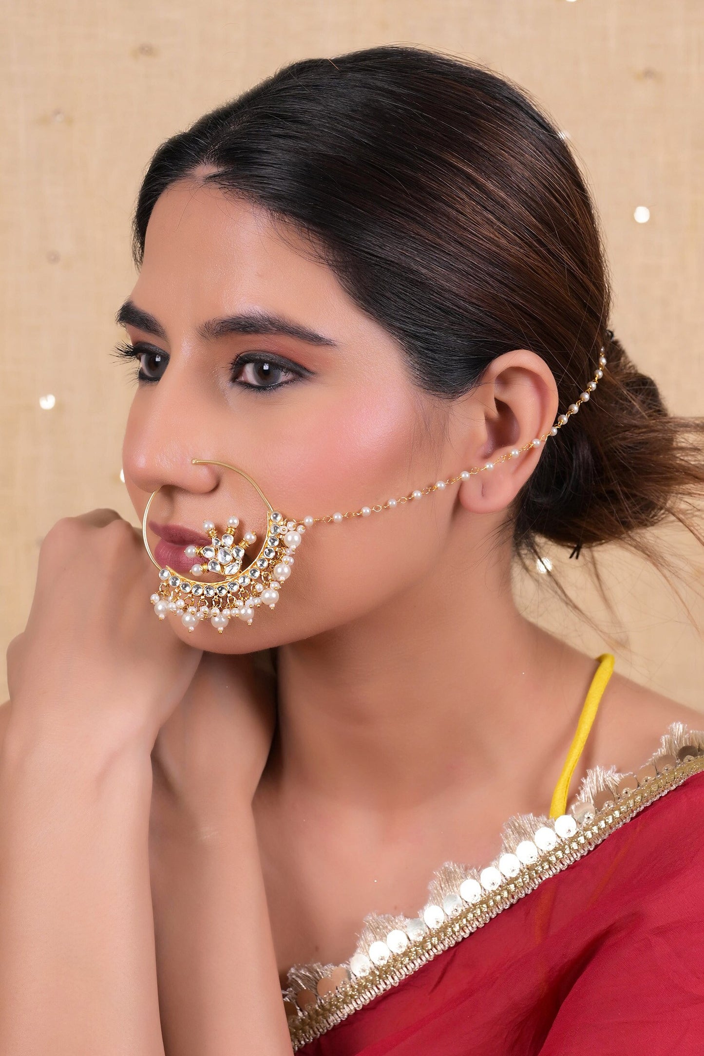 Kundan Cutwork Nose Ring