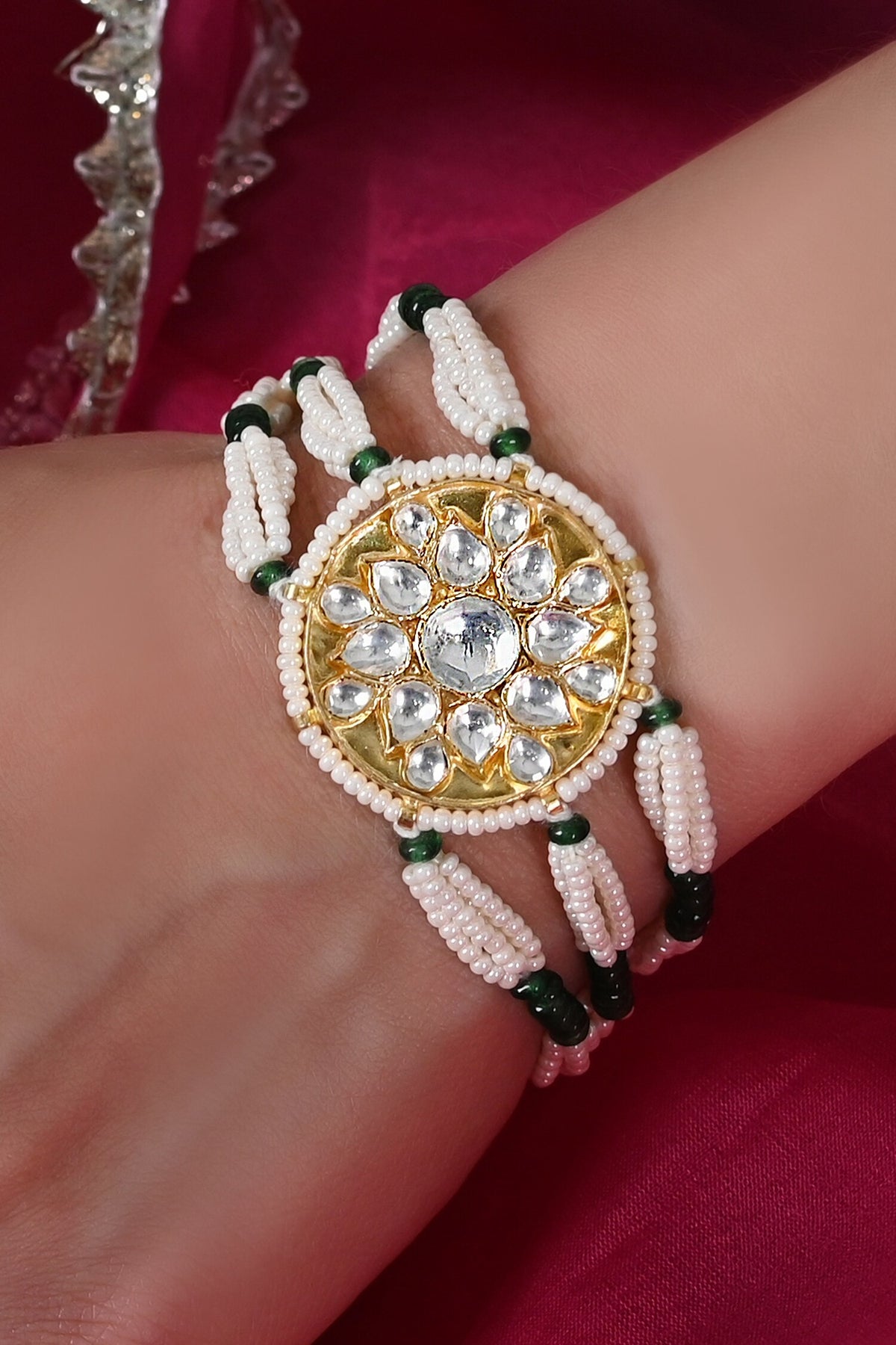 Kundan & Pearl Multistrand Bracelet
