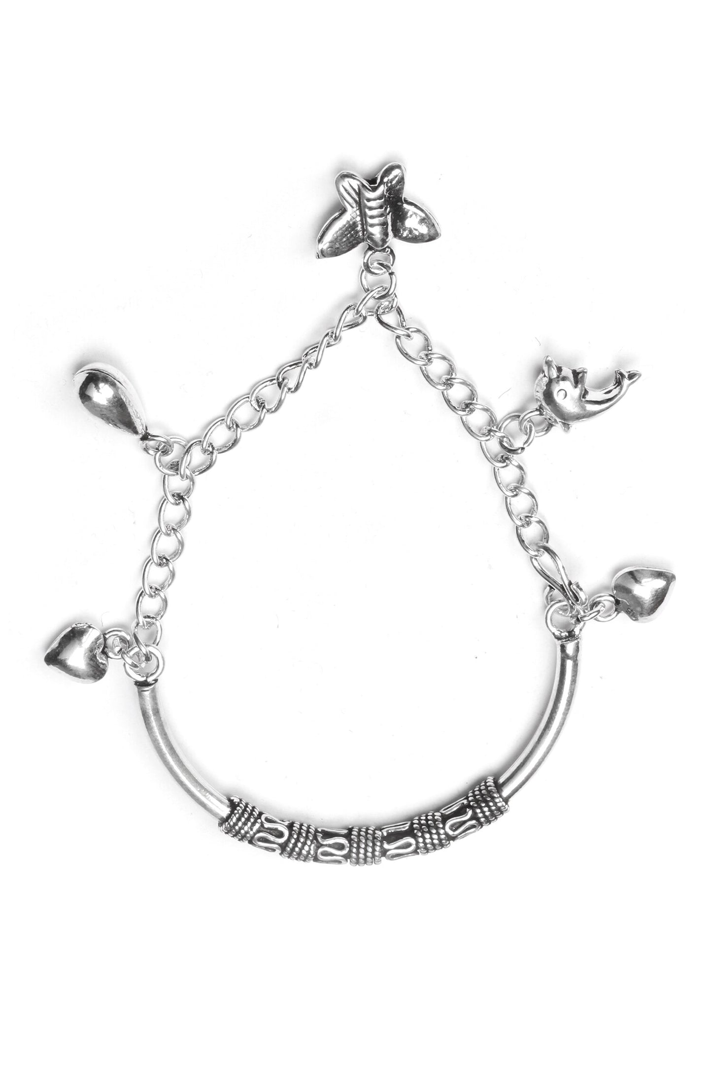 Silver Charm Link Chain Bracelet