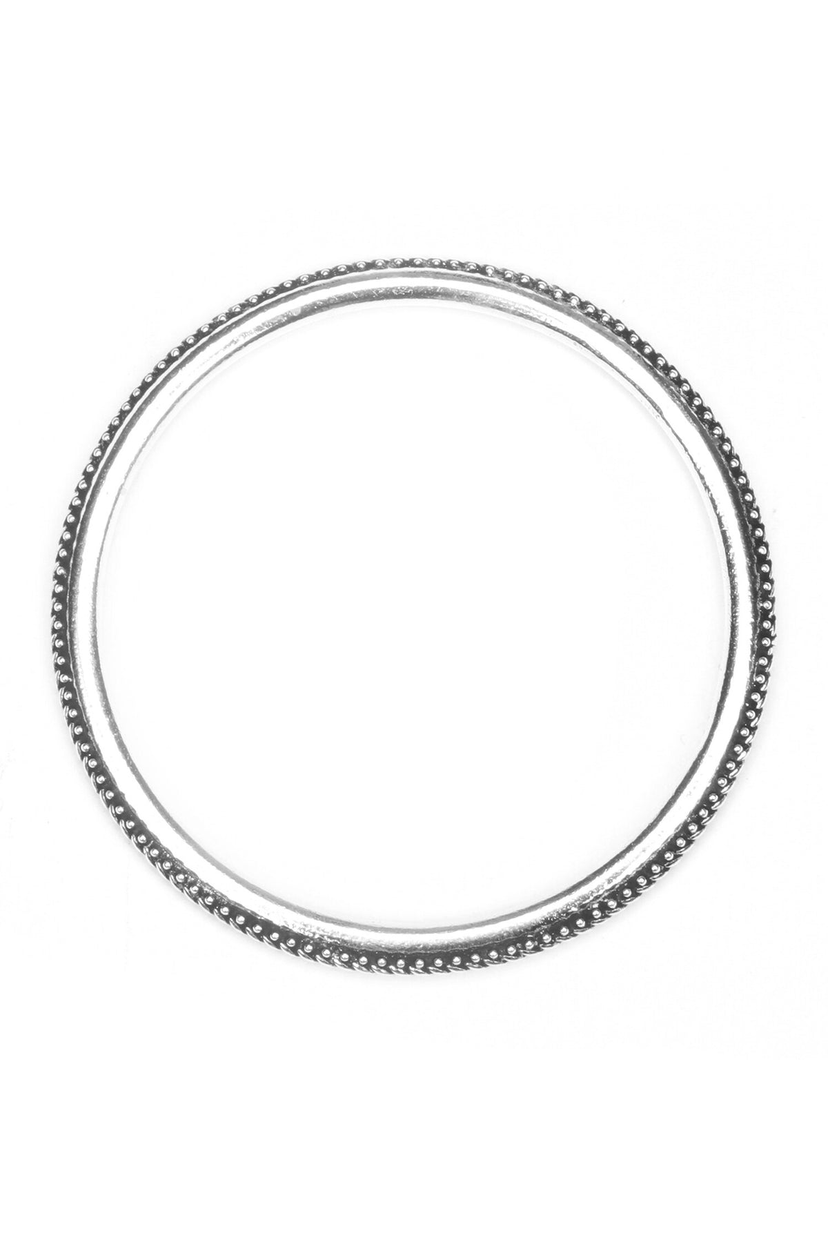 Silver Beaded Textured Bangle