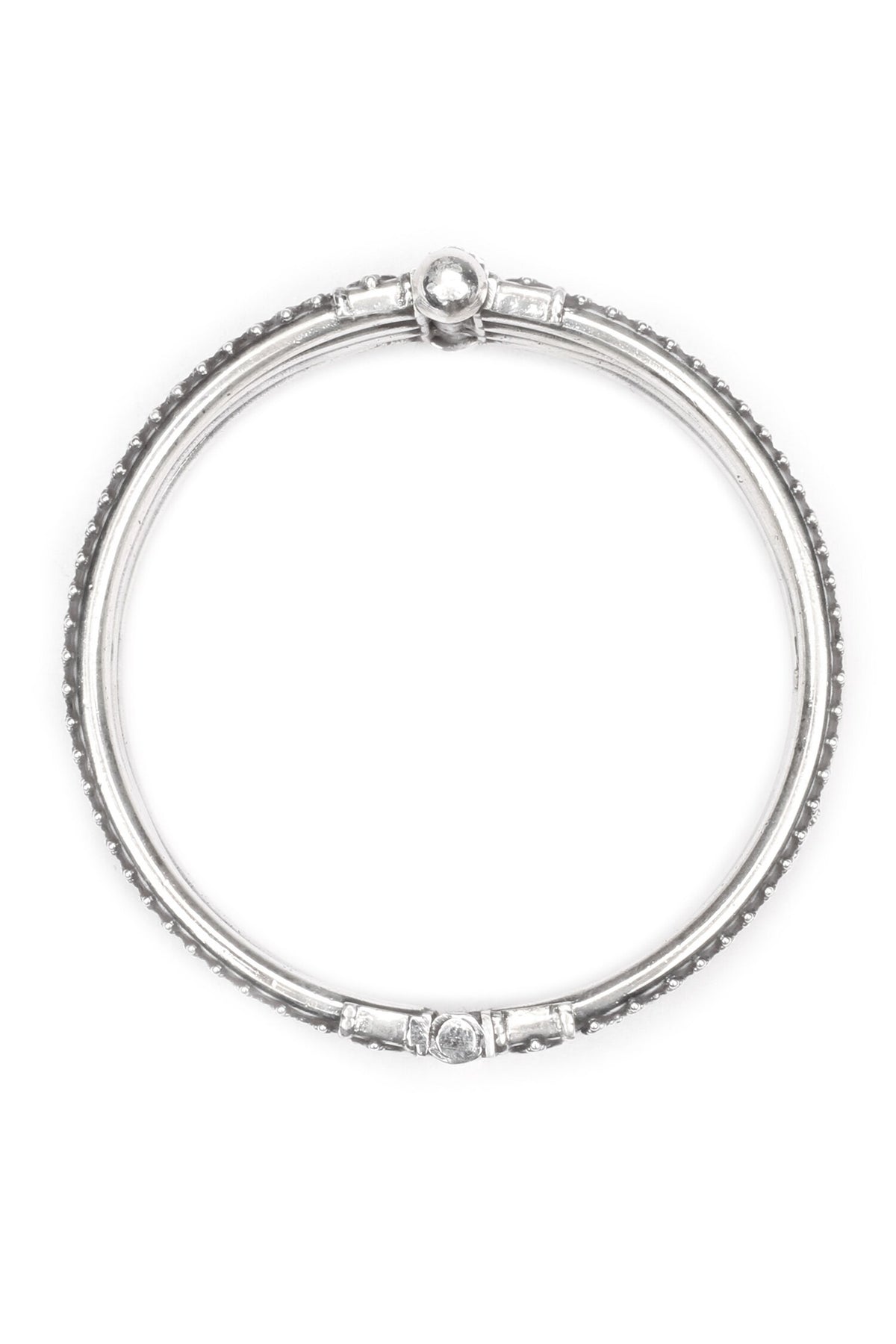 Four Layered Carved Silver Bangle