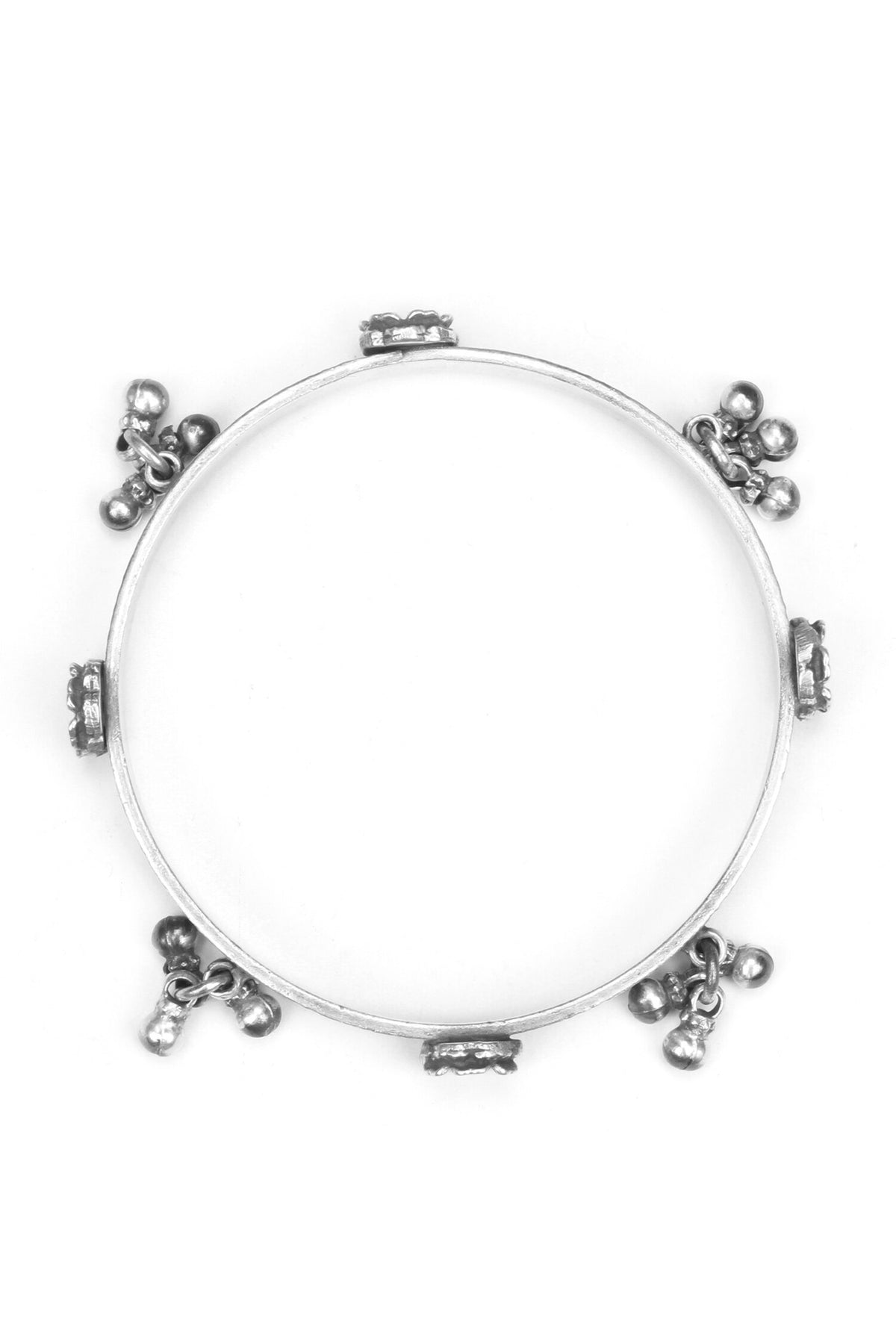 Floral Carved Silver Bracelet