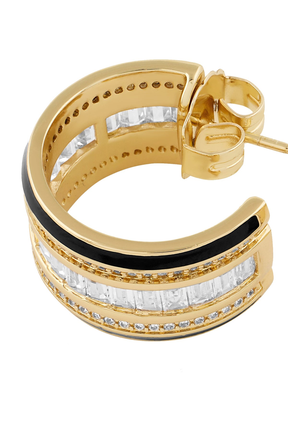 Black Enamel & Cubic Zirconia Hoops