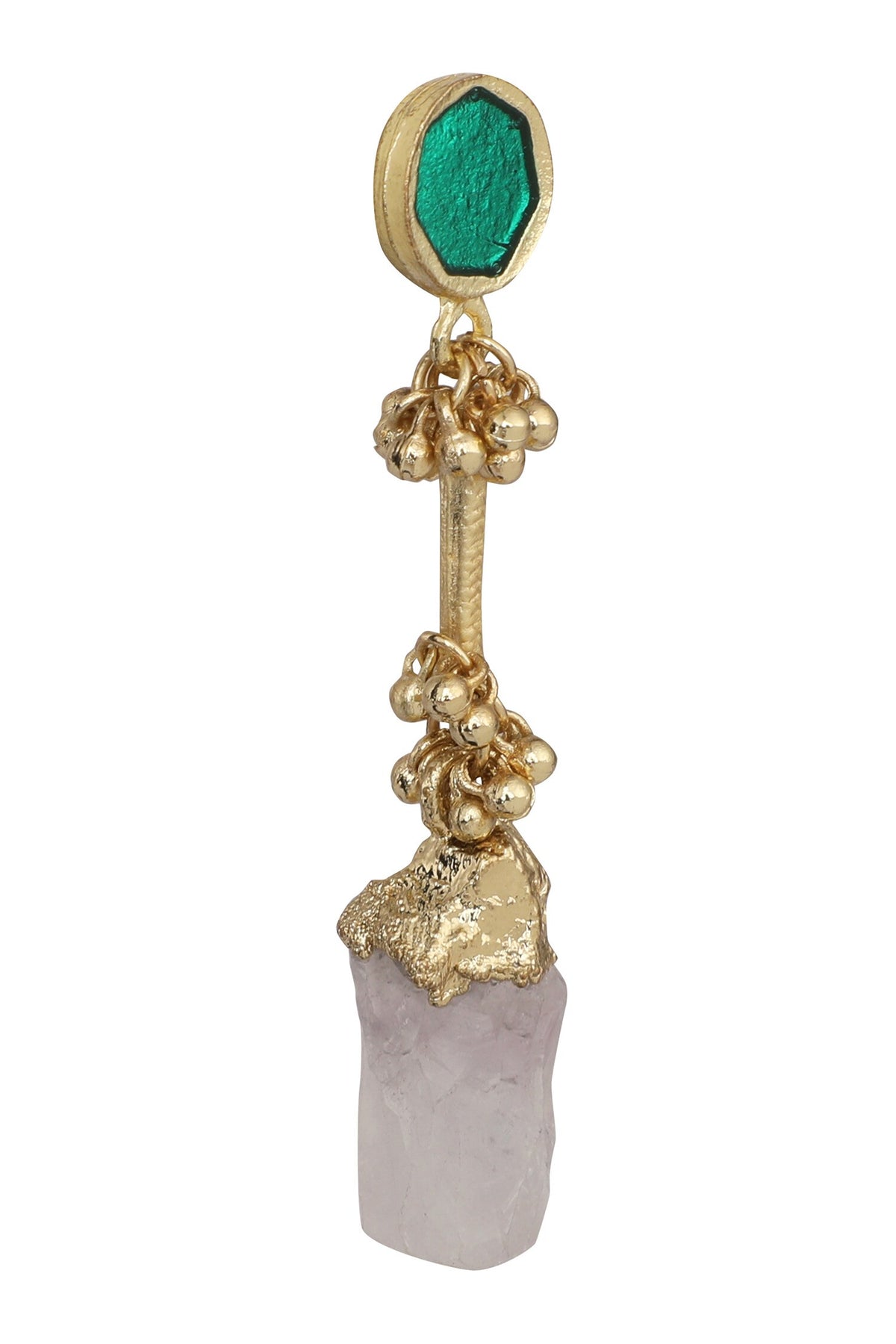 Gold Enamel Stone Drop Earrings