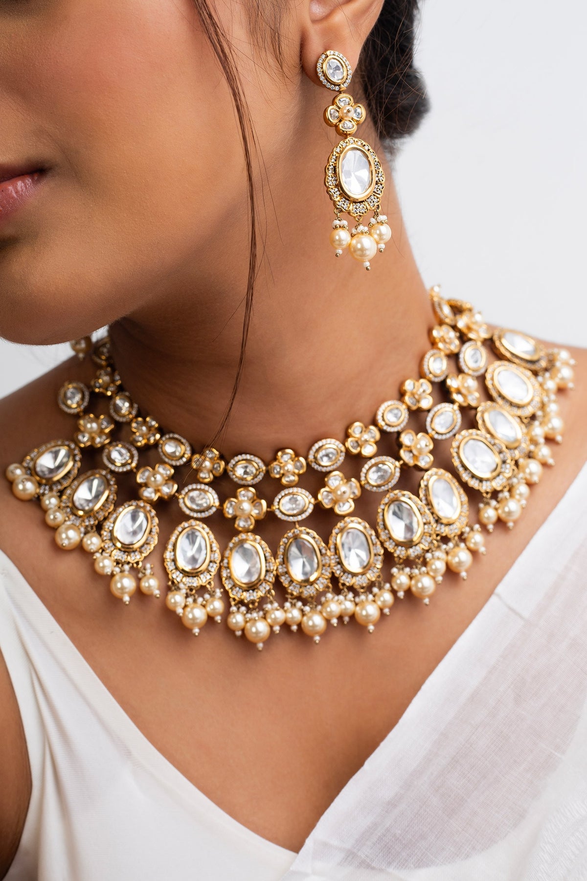 Gul Crest Kundan & Pearl Choker Set