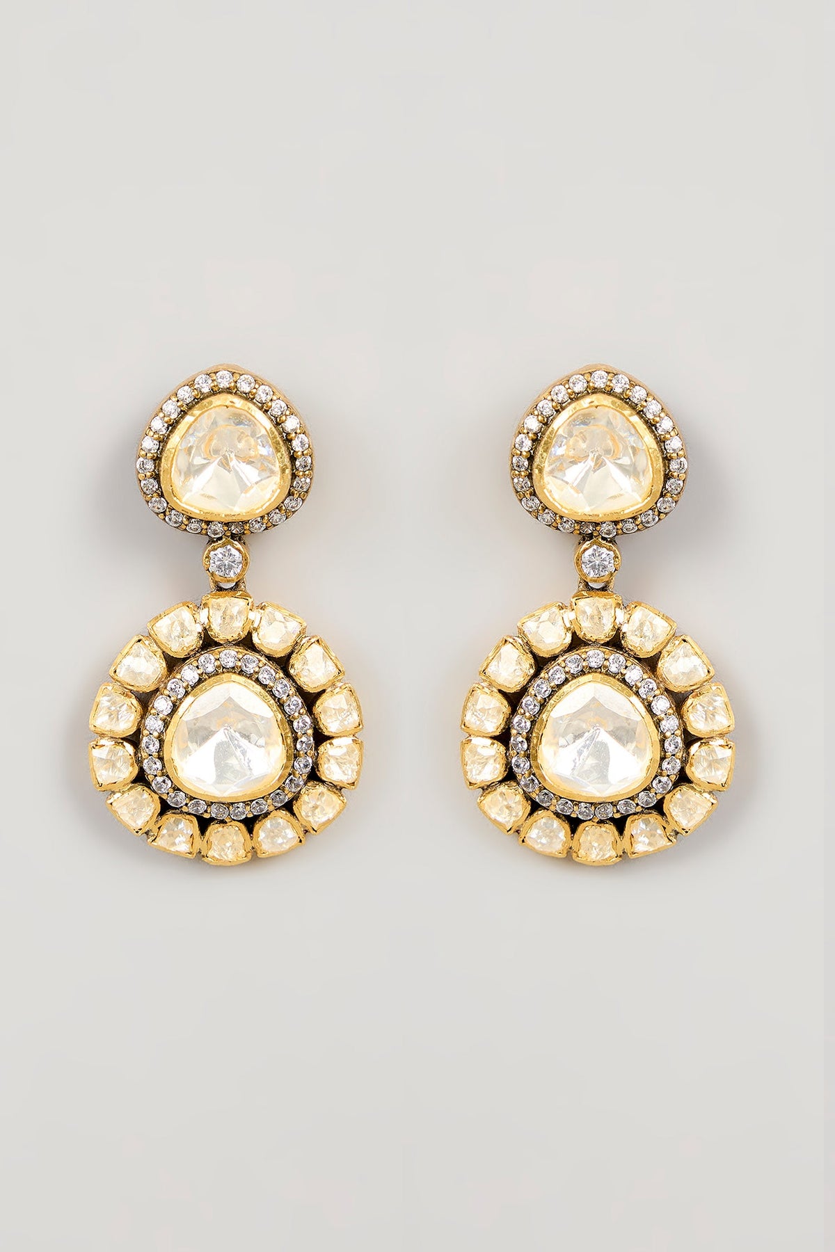 Victorian Moissanite Polki Studded Earrings
