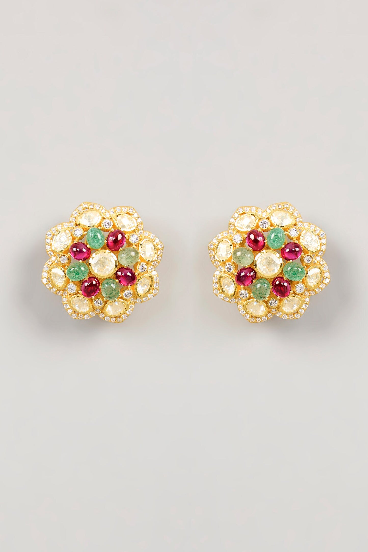 Moissanite Polki Stud Earrings