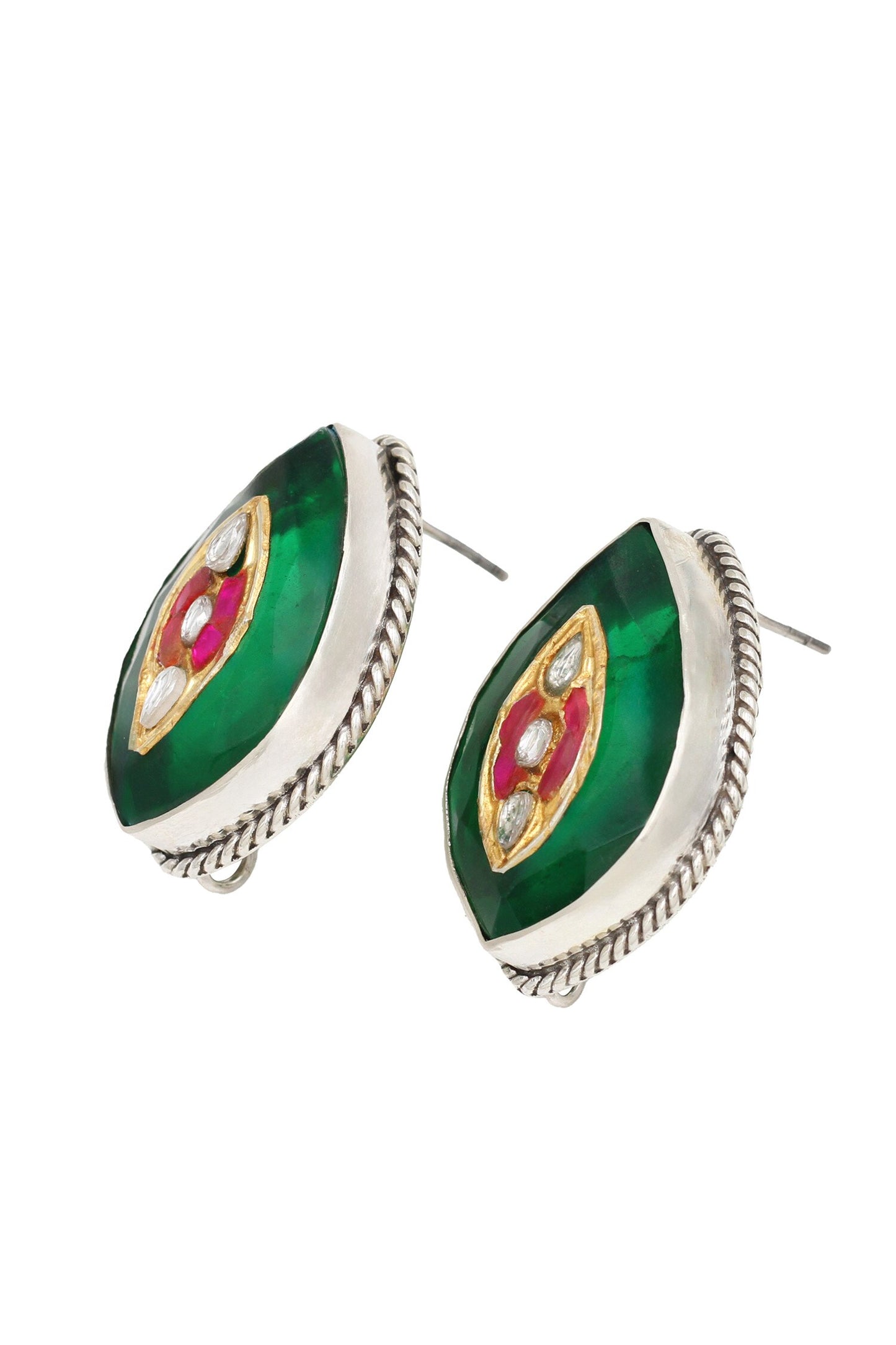Hydro Embellished Leaf Stud Earrings