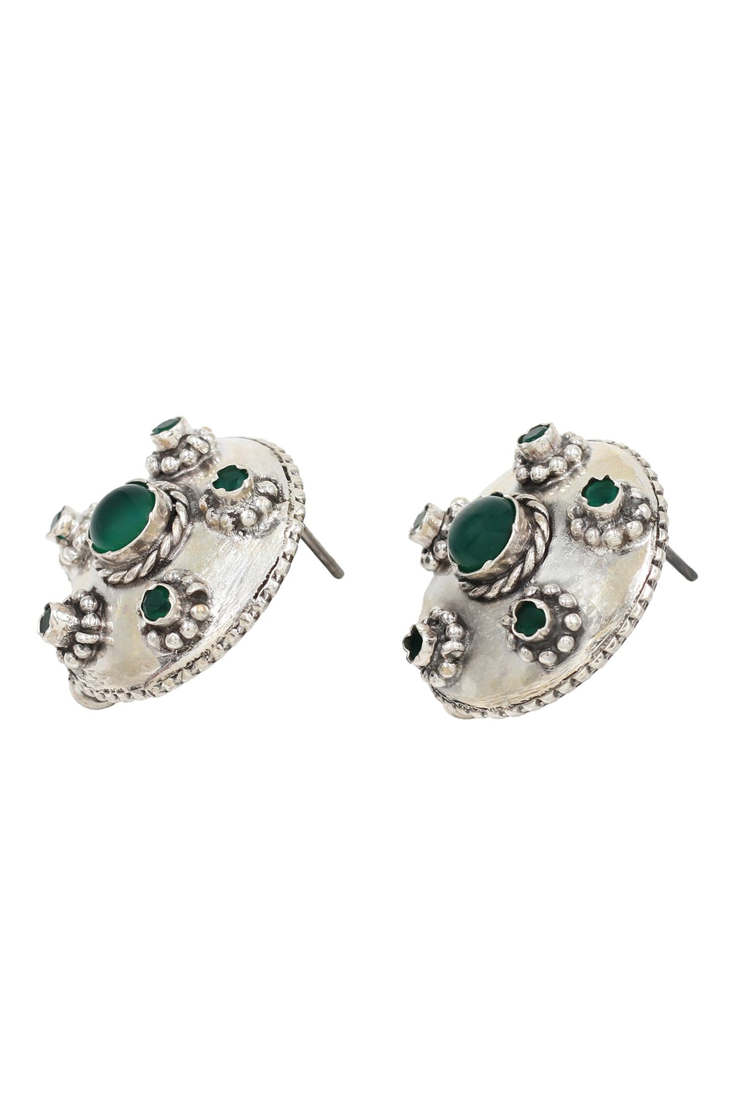 Boho Floret Silver Stud Earrings