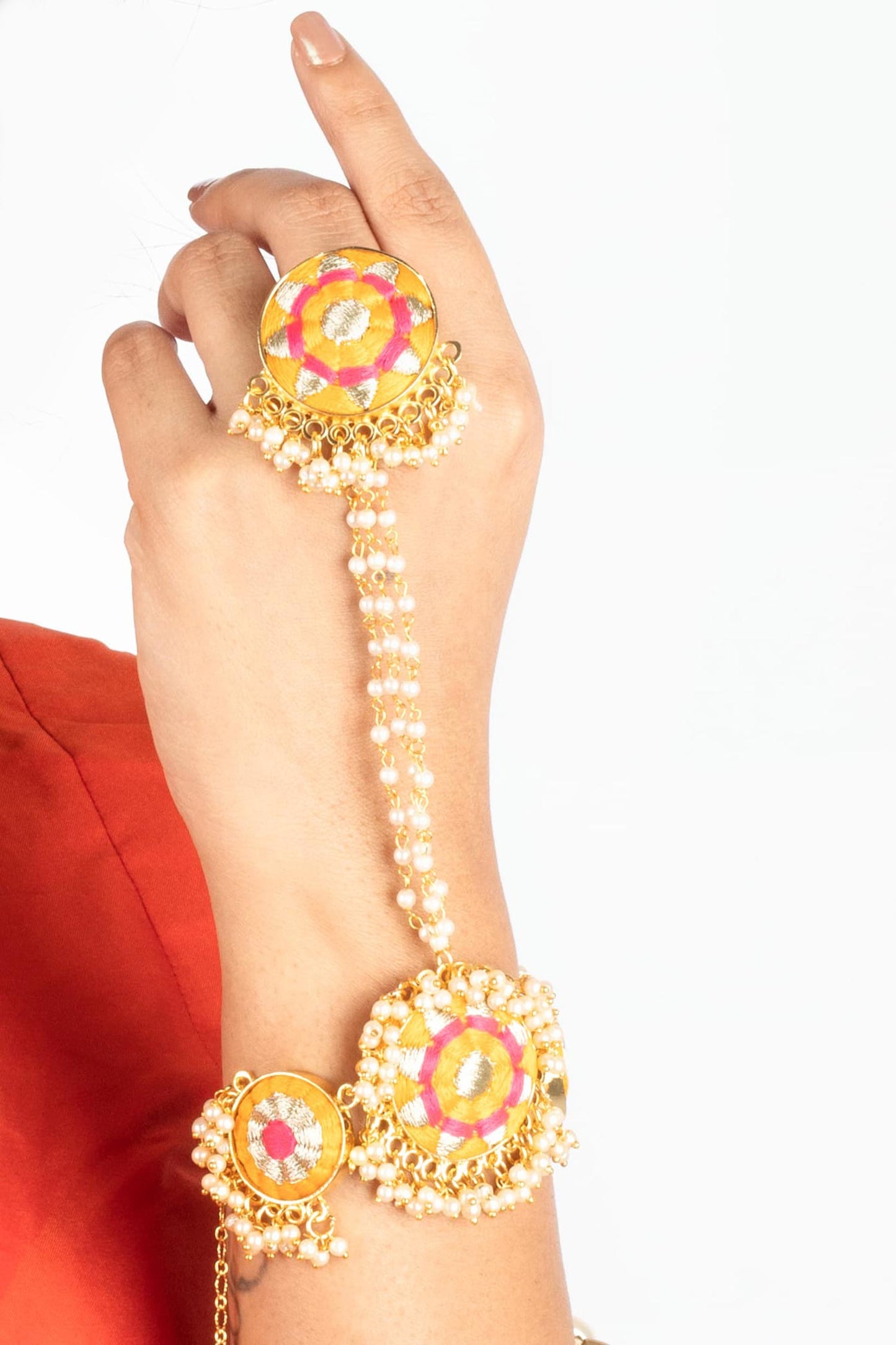 Floral Thread Embroidered Hand Harness
