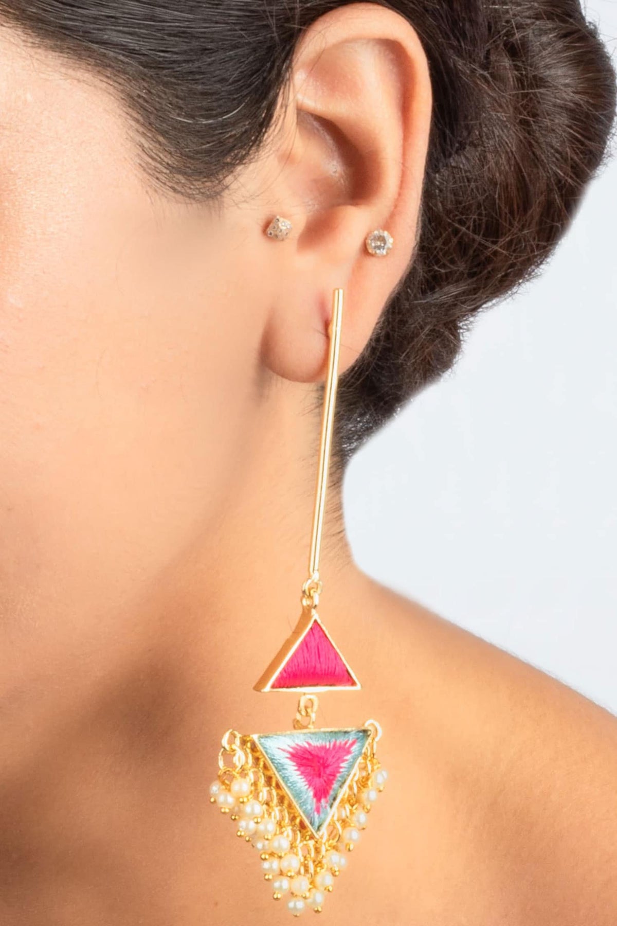 Dew Prism Thread & Pearl Danglers