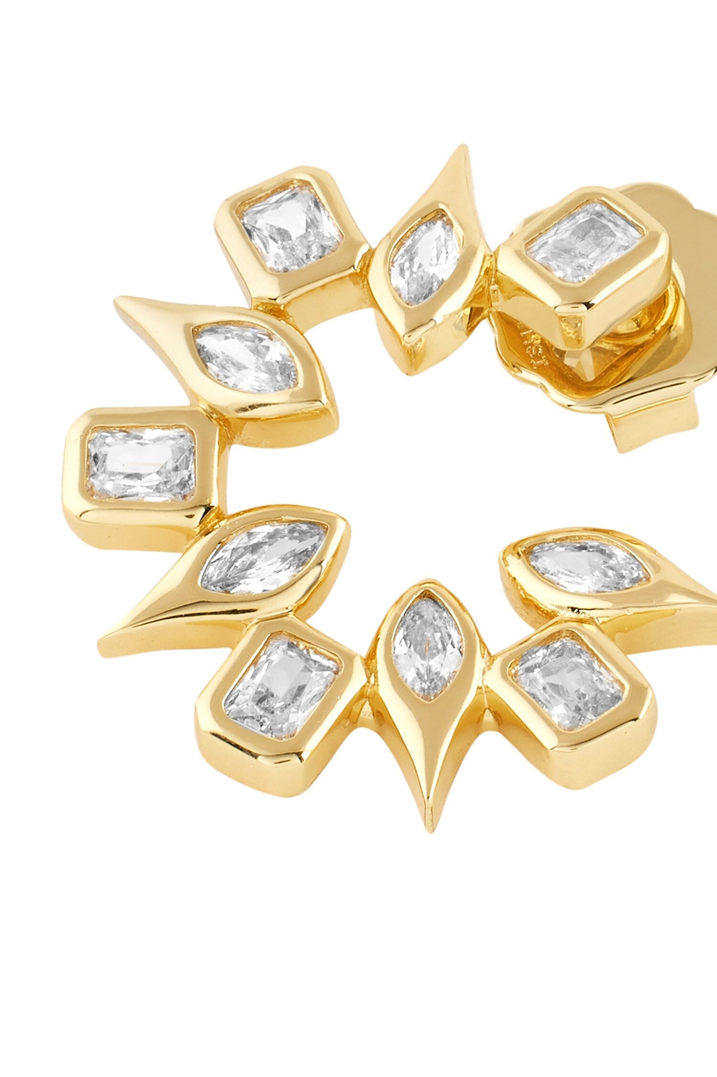 Crystal Stone Gold Hoops