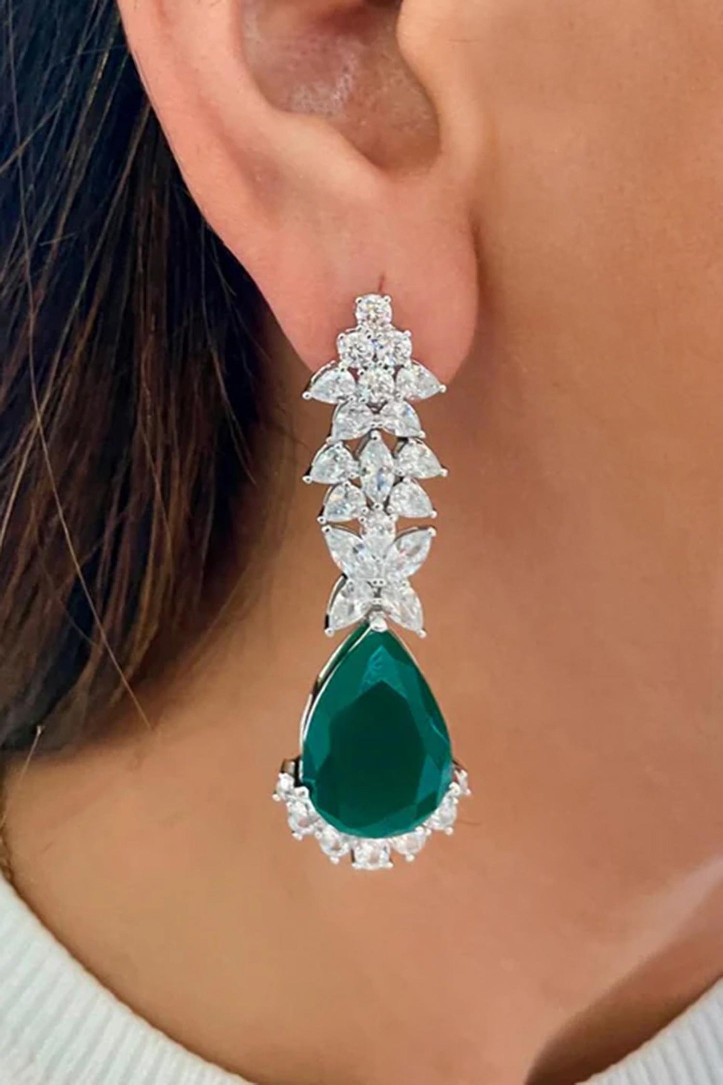 Emerald & Diamond Stone Necklace Set