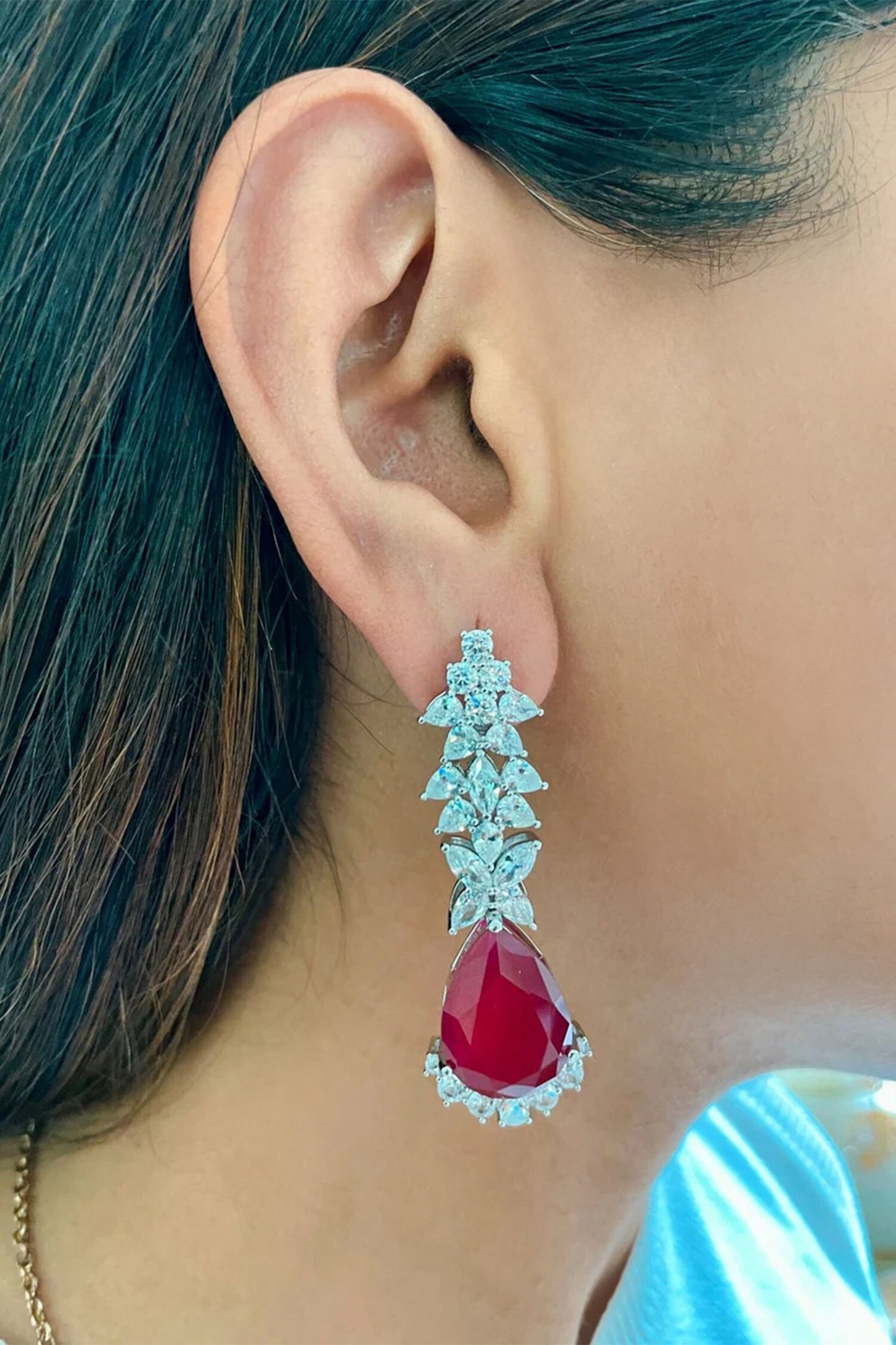 Ruby & Diamond Stone Necklace Set