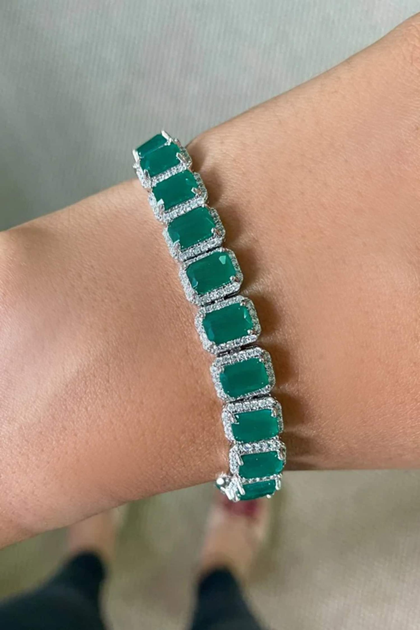 Baguette Emerald Studded Bracelet