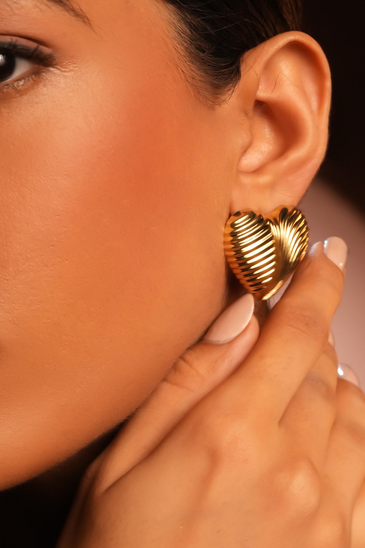 Textured Heart Stud Earrings