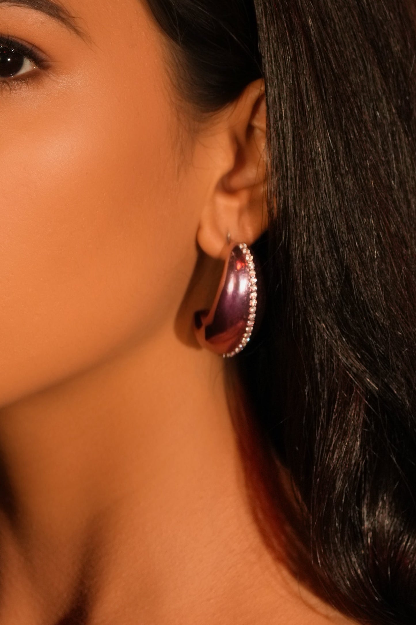 Gold Plated Crystal Bean Shaped Studs