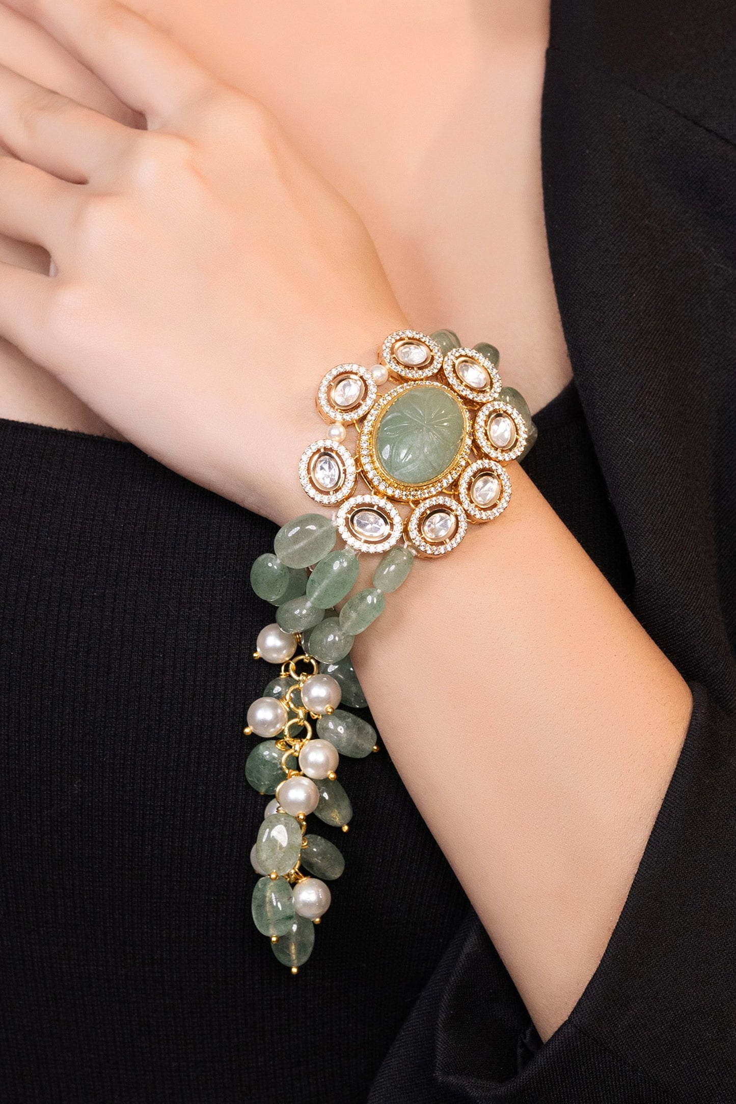Bead Moissanite Floral Bracelet