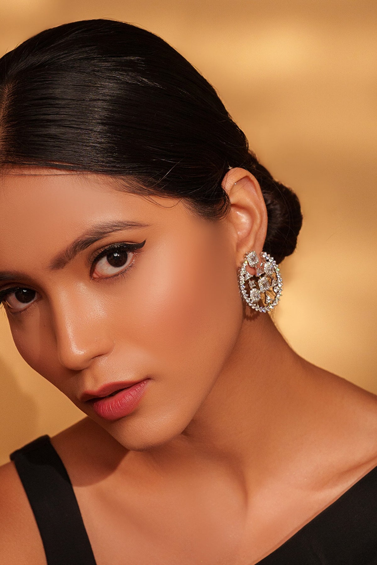 Faux Diamond Embellished Stud Earrings