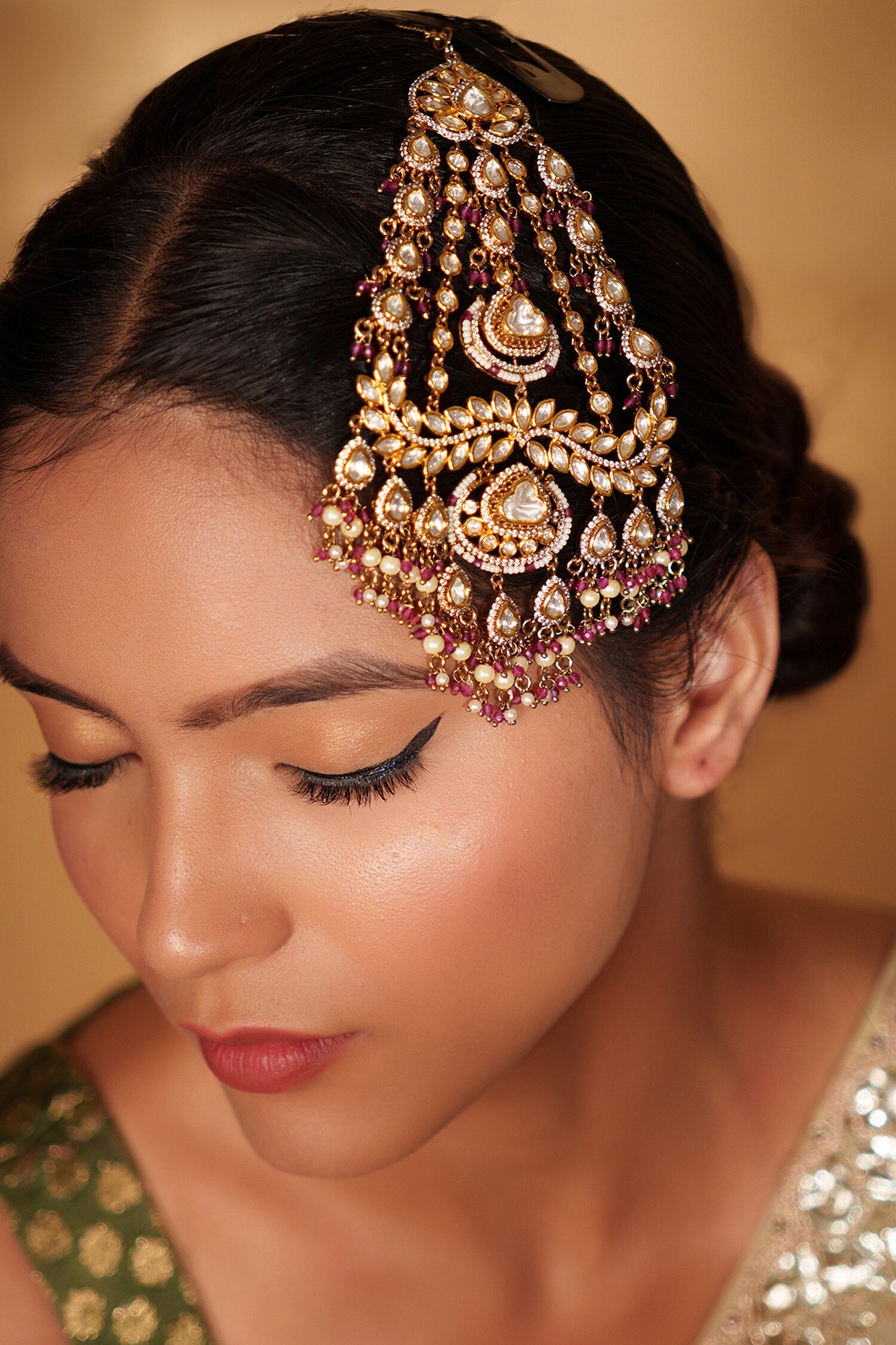 Gold Two Tone Kundan Passa