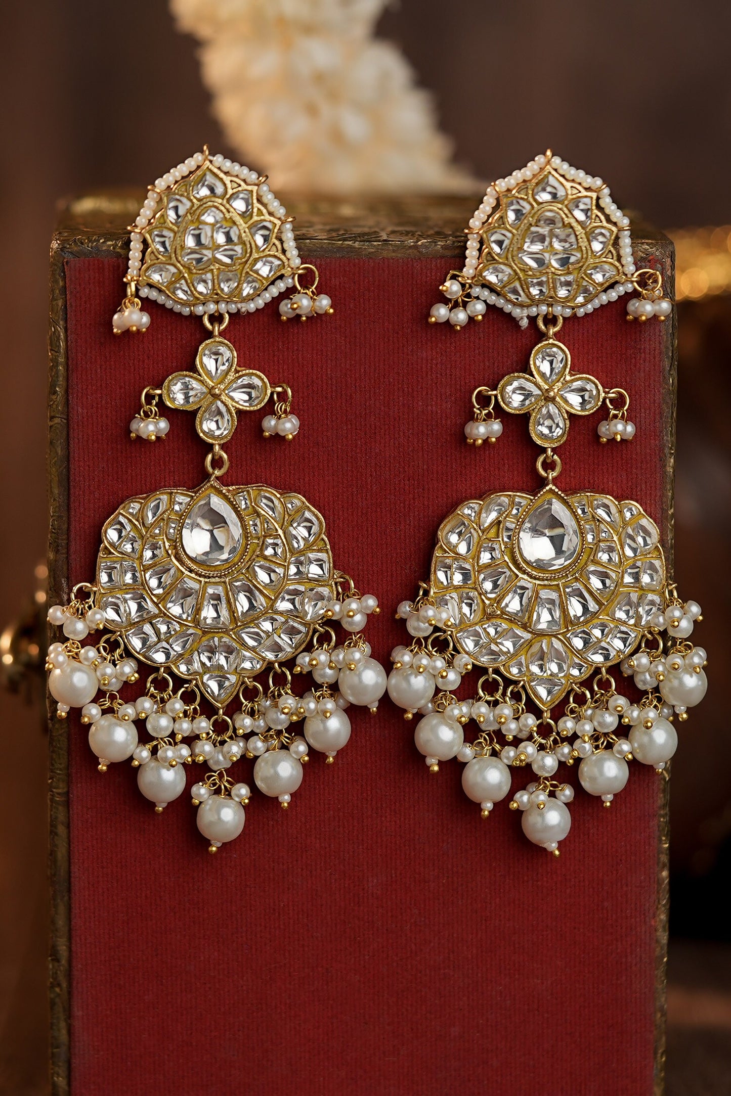 Jadtar Stone & Pearl Danglers