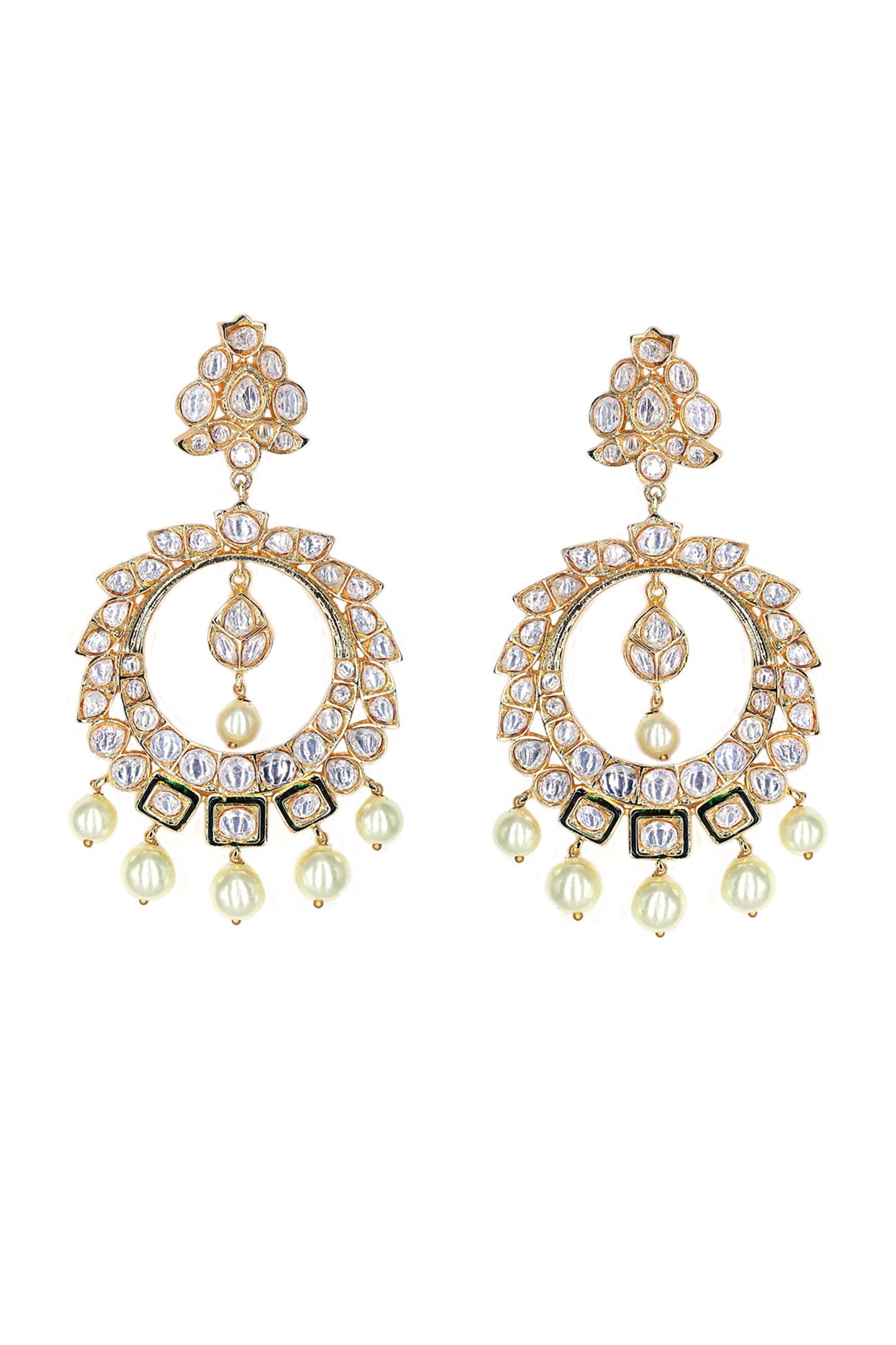 Kundan Embellished Chand Earrings