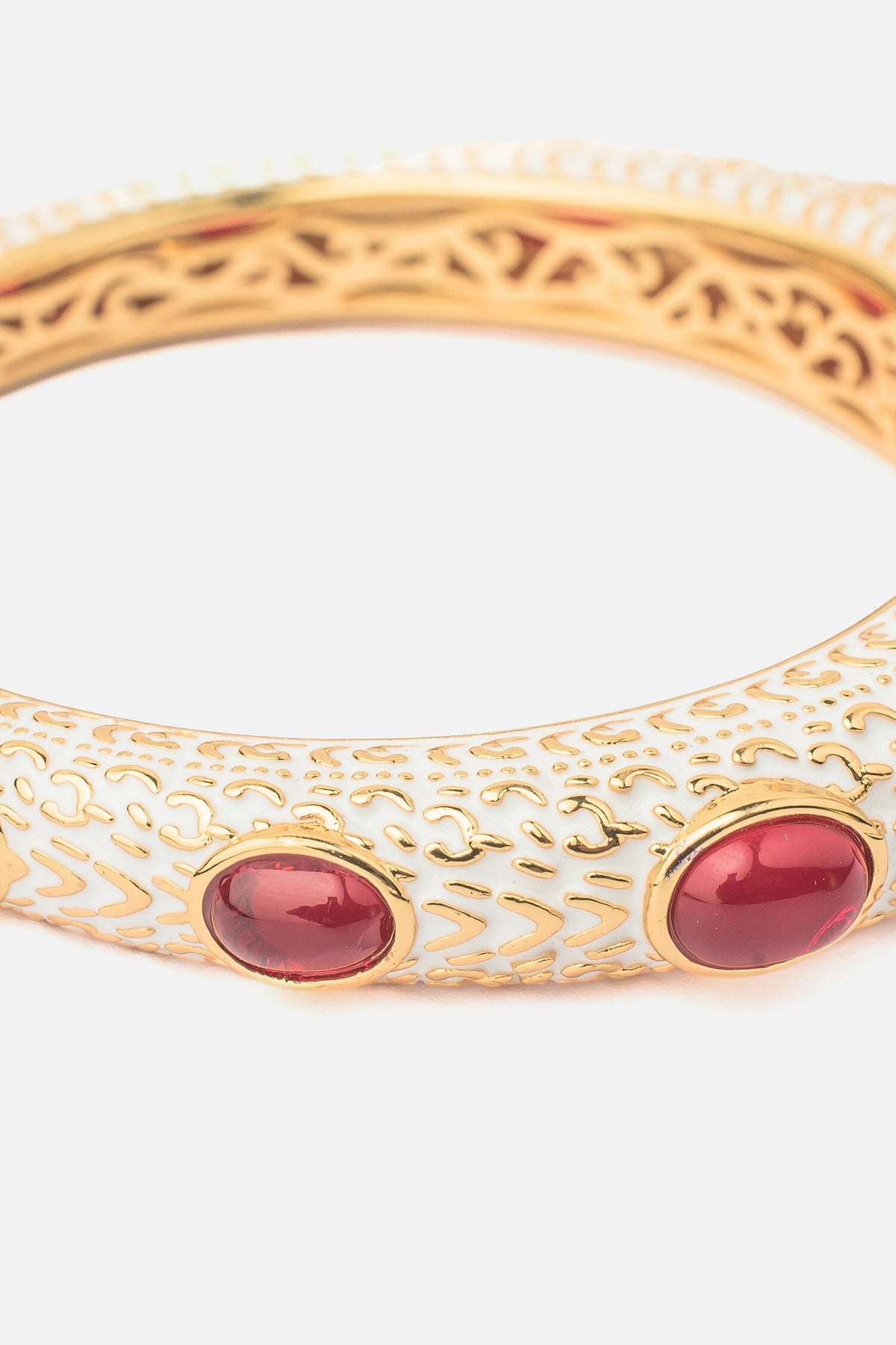 Zircon & Synthetic Ruby Enamelled Kada Bangle