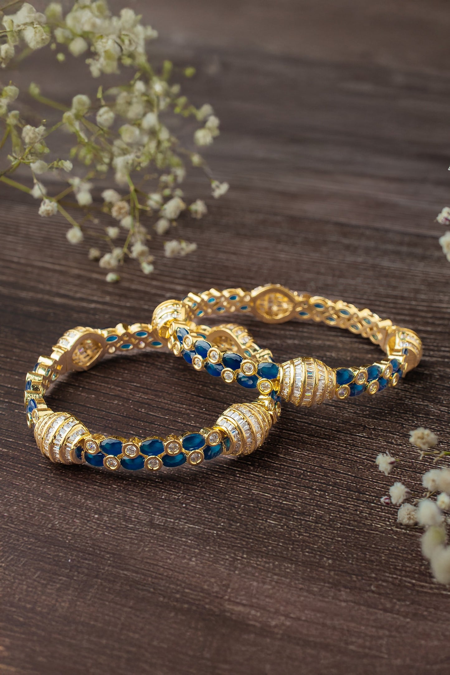 Crystal Gemstone Kada Bangles Set
