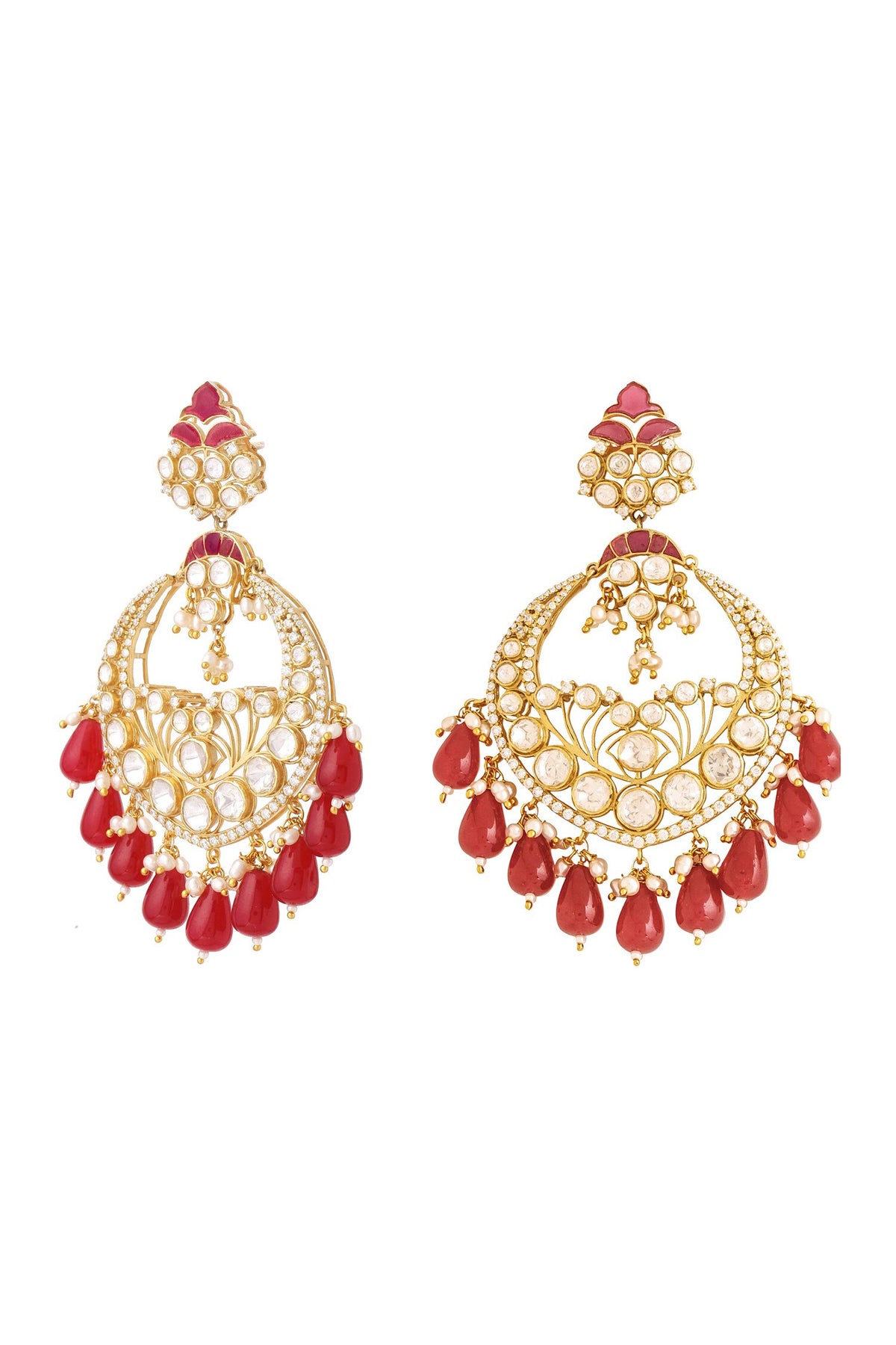 Gold Kundan & Bead Chandbalis