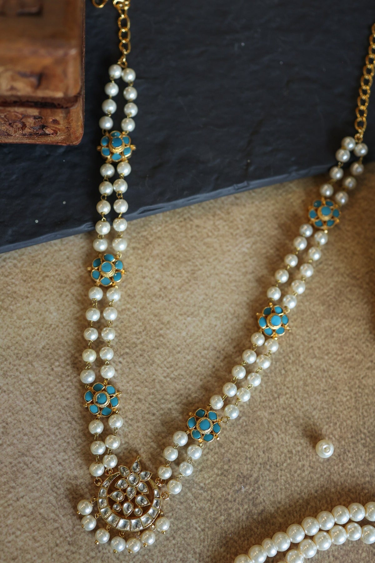 Crescent Kundan Pearl Necklace