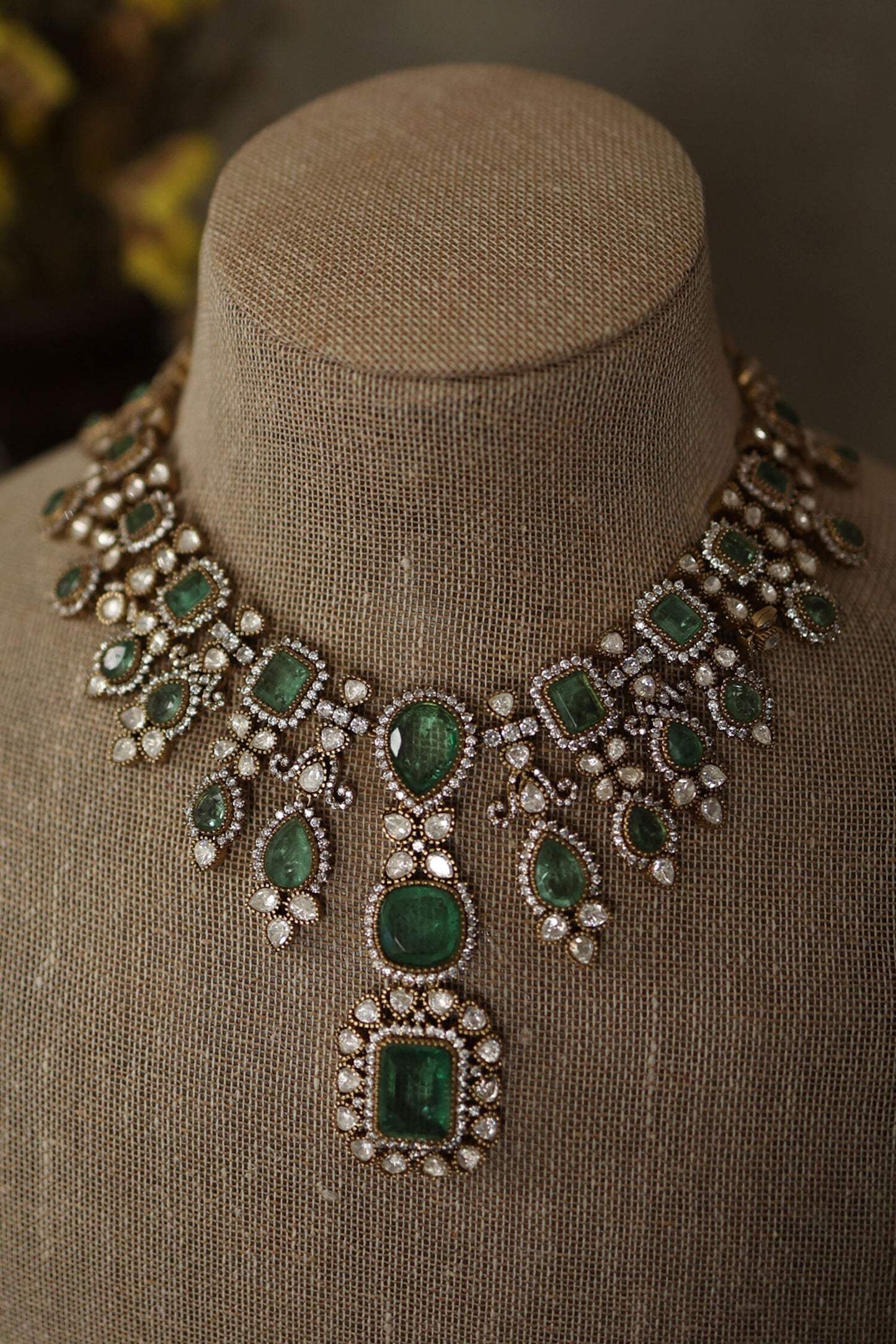 Mint Polki Embellished Necklace Set