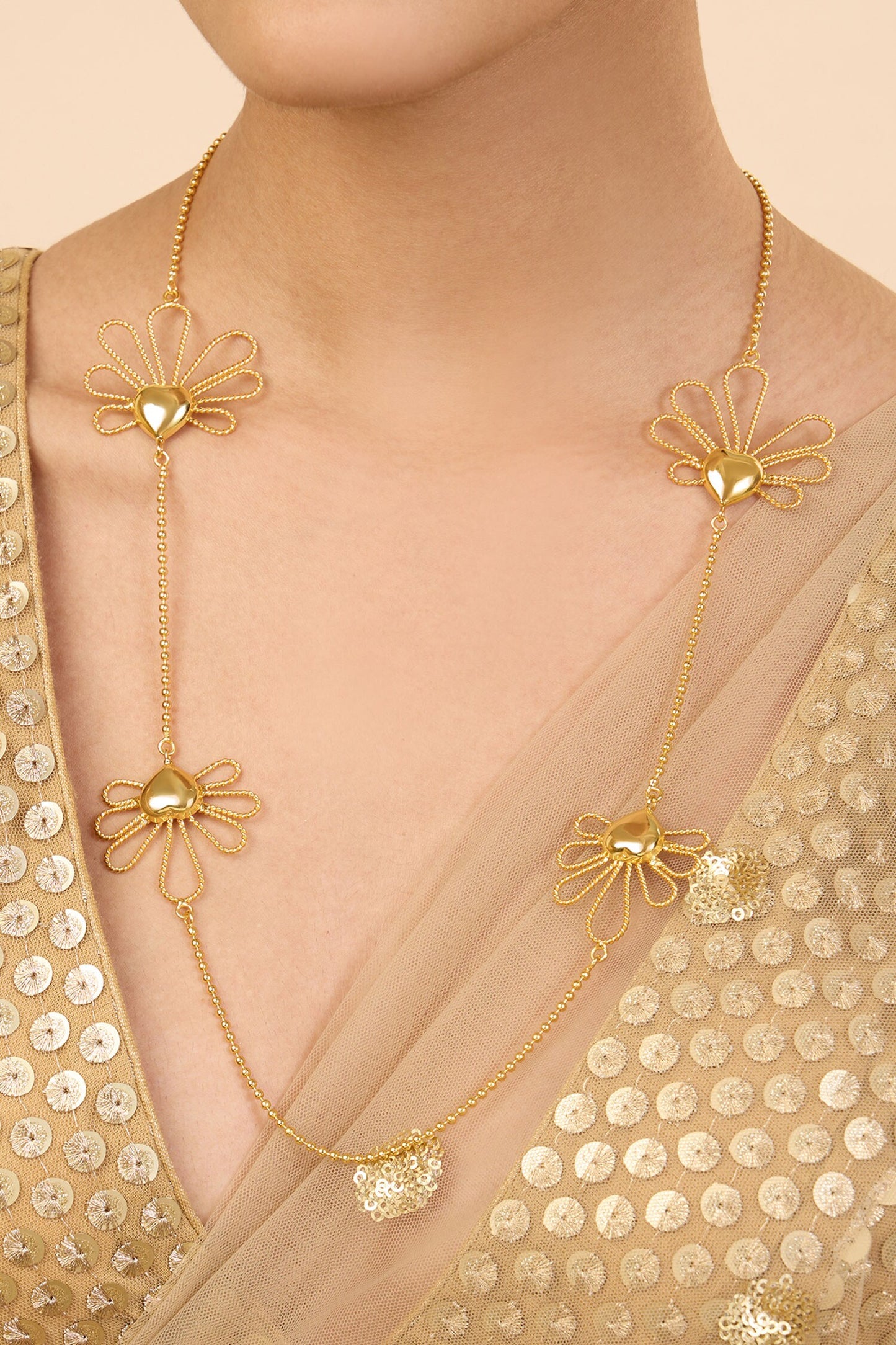 Gulabo Petal Long Chain Necklace