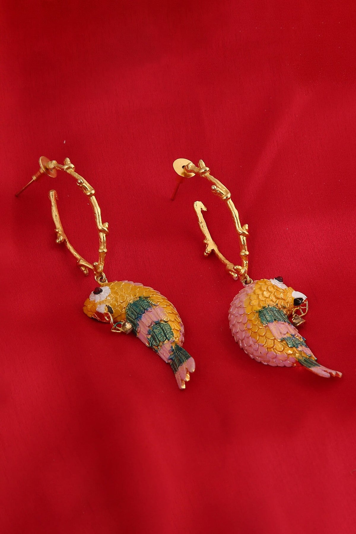 Gold Enamelled Birdy Finesse Earrings