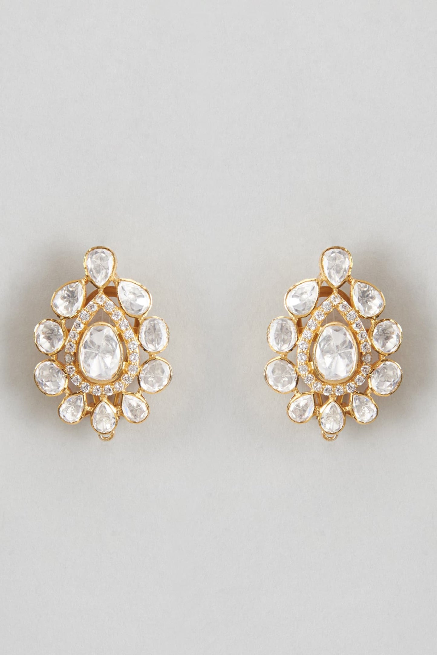 Moissanite Polki Drop Pattern Earrings