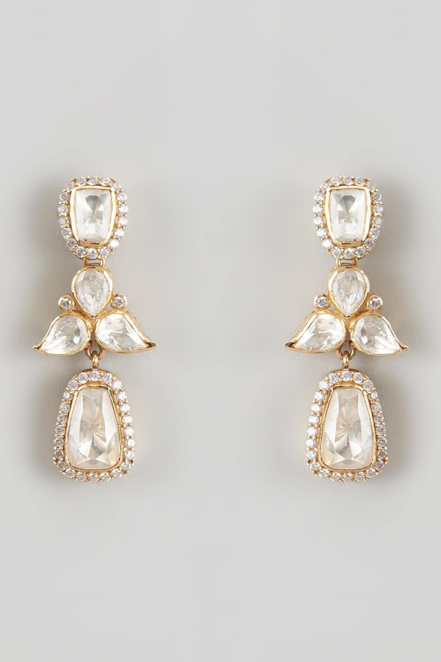 Moissanite Polki Drop Earrings