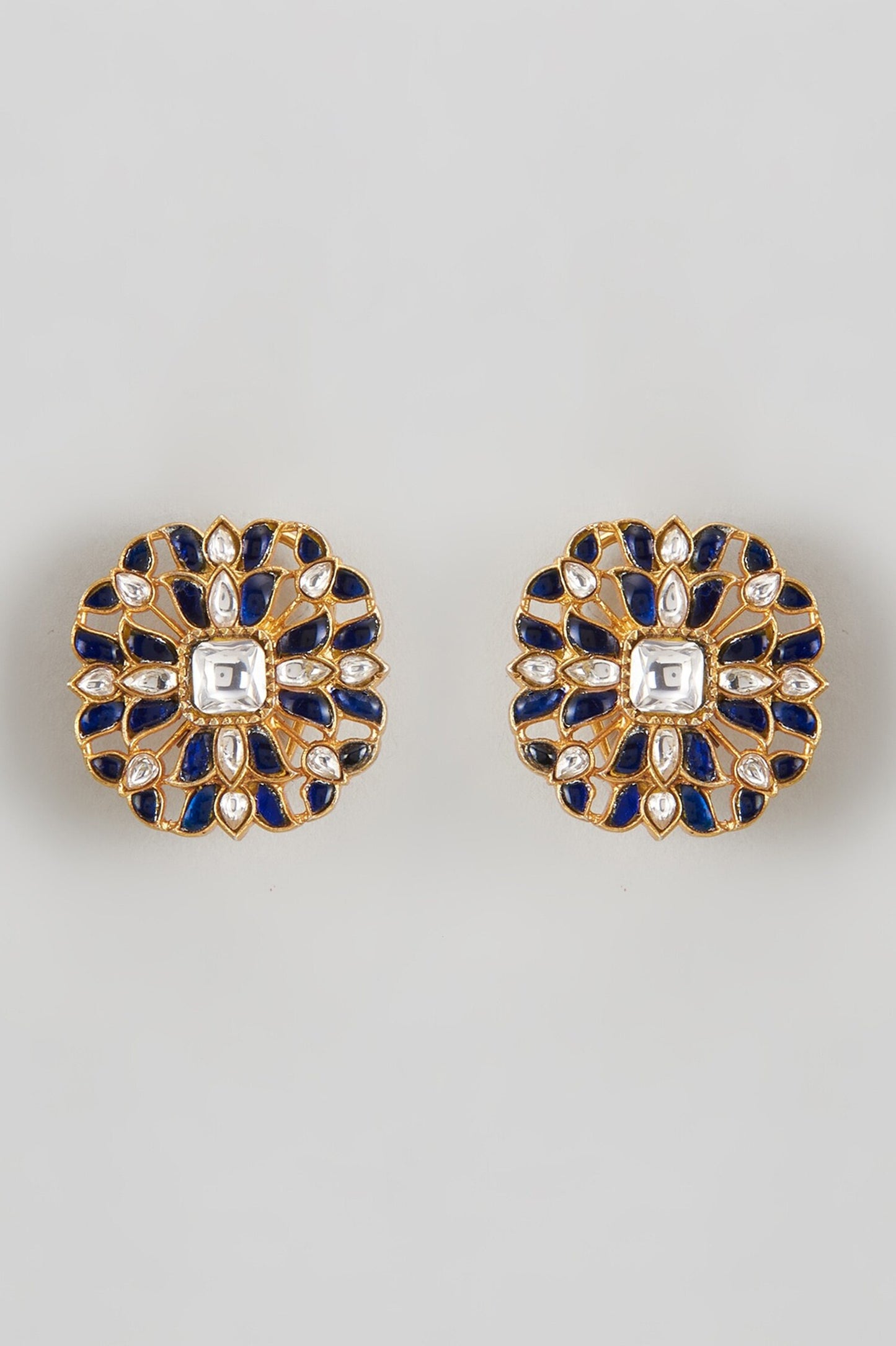 Kundan & Onyx Beaded Stud Earrings